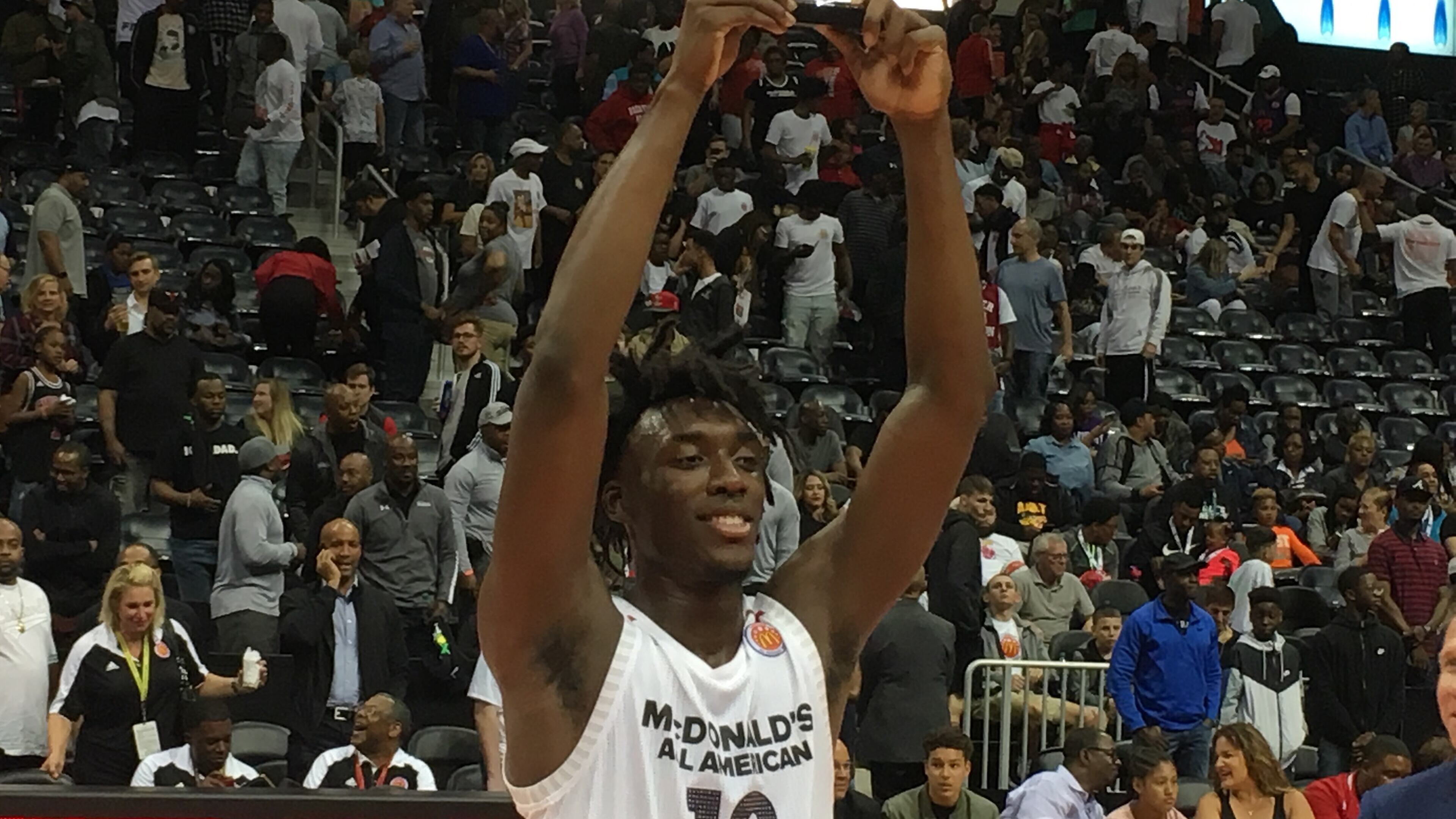 North Carolina signee Nassir Little with the MVP award at the McDonald's All-American Game at Philips Arena March 28, 2017.
