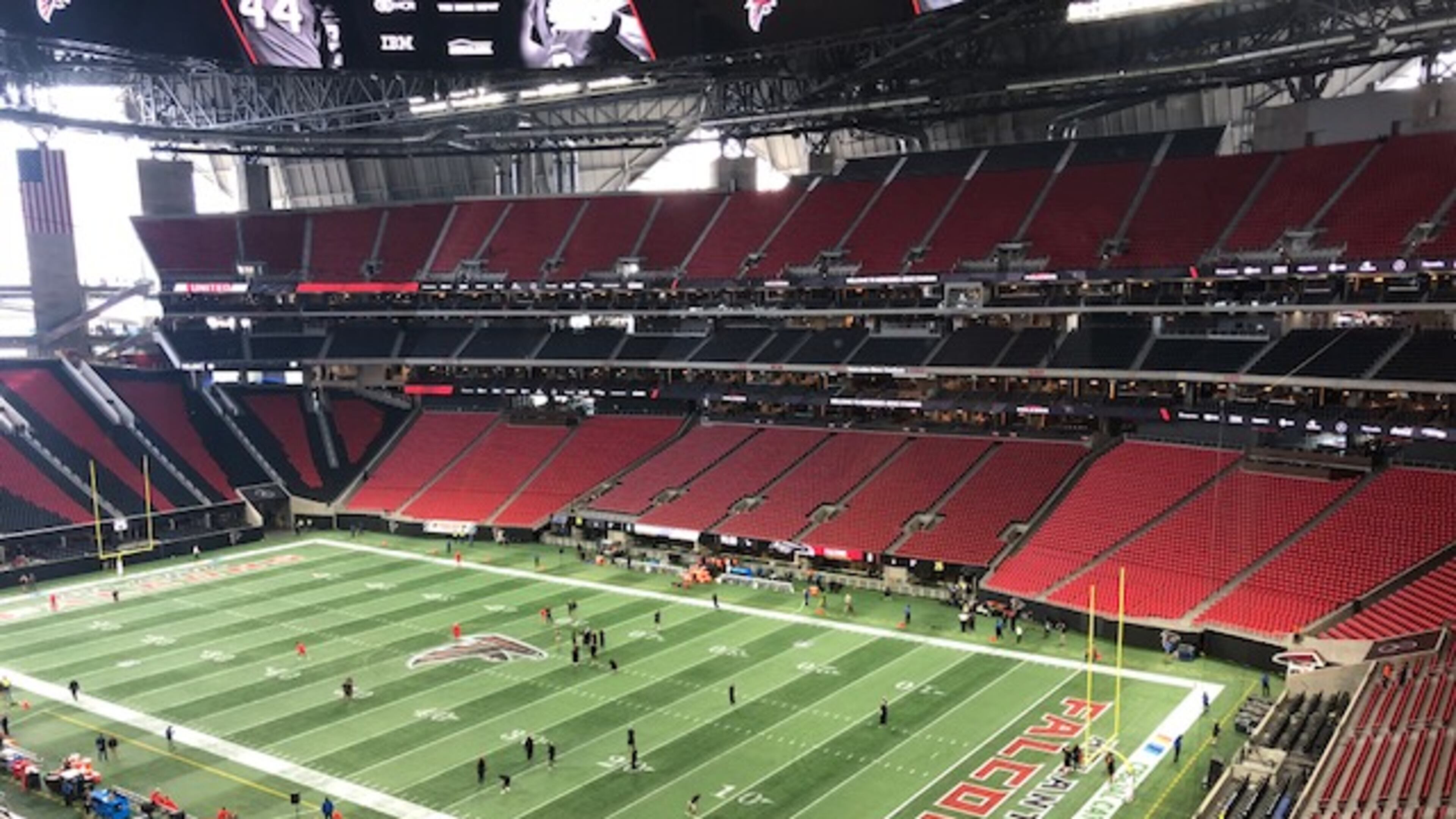 Pressbox view from Mercedes-Benz Stadium before the Falcons are set to host the Tampa Bay Buccaneers on Sunday, Oct. 14, 2018. (By D. Orlando Ledbetter/dledbetter@ajc.com)