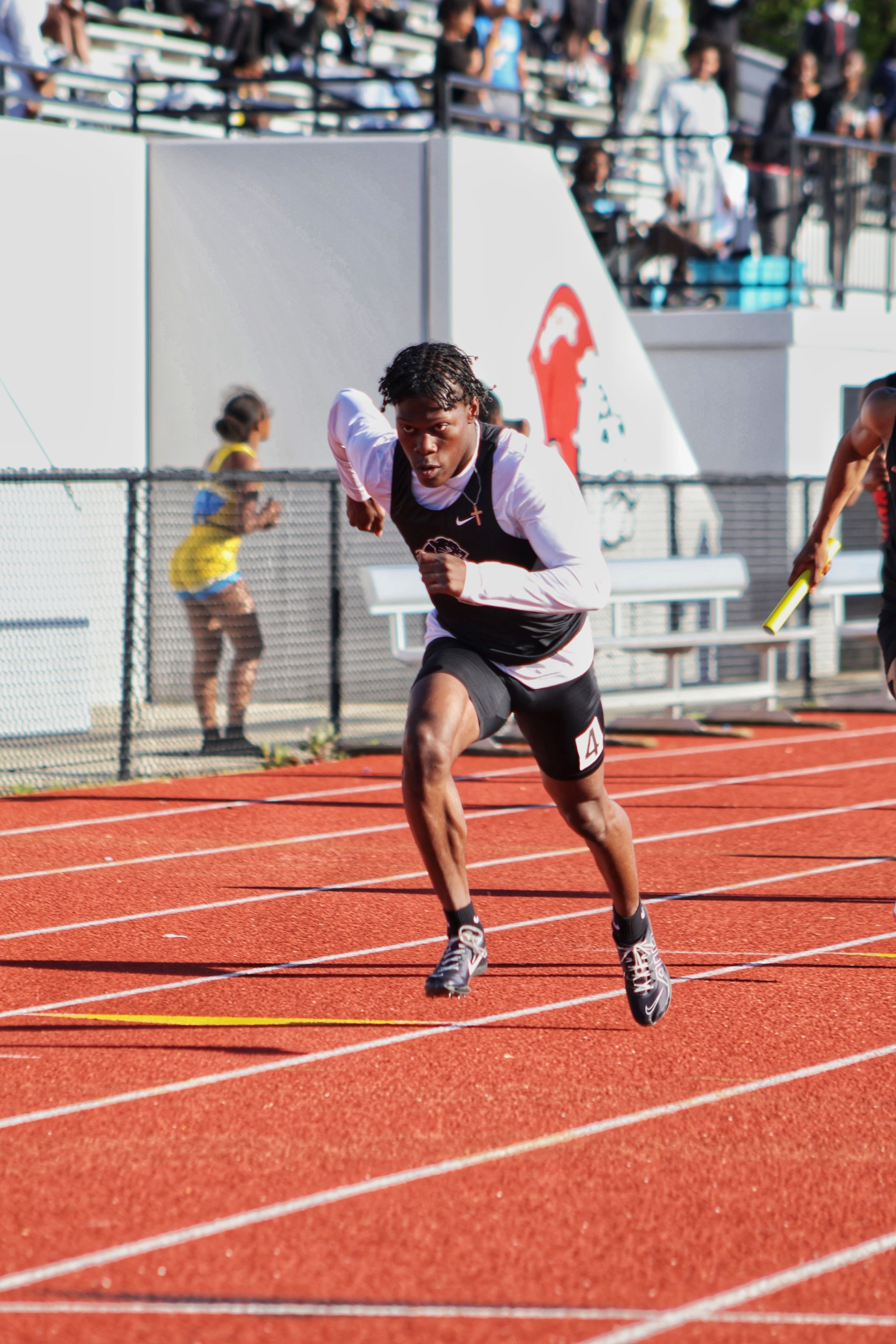 Langston Hughes senior Maurice Gleaton holds the state record in the 100 meters. (Photo courtesy of Oluwatimilehin Aroworamimo)