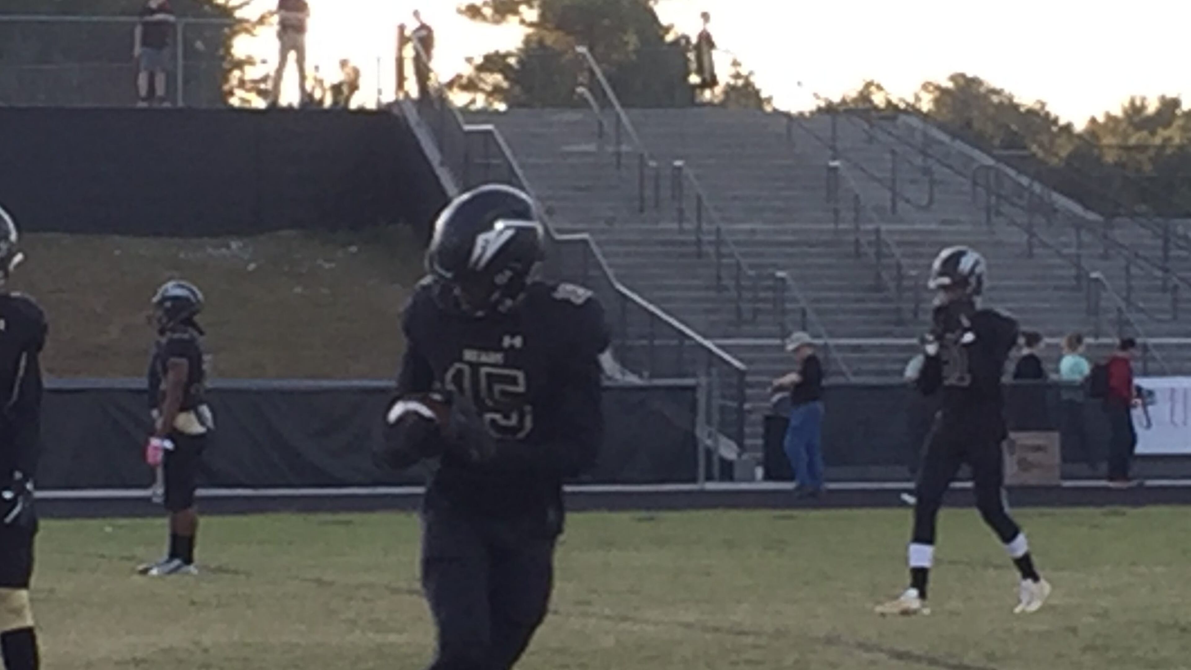 Mountain View wide receiver Malachi Carter catches a pass in warmups before his team plays North Gwinnett on Friday Oct. 20, 2017. The Bears defeated the Hawks 20-17.