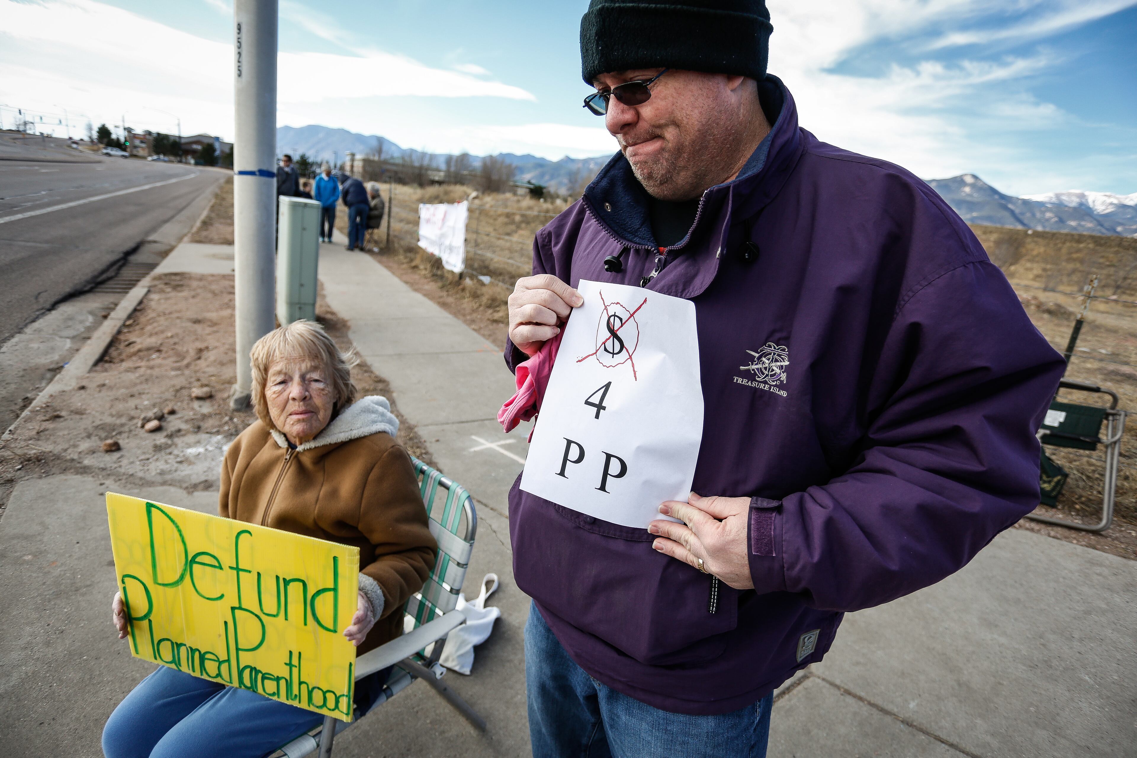 COLORADO SPRINGS, CO - FEBRUARY 11: Pro-Life protestors Rose Ann Schienle and Joel Patchen, both of Colorado Springs, Colorado, demonstrate outside of the Colorado Springs Westside Health Center February 11, 2017 in Colorado Springs, Colorado. The protest is part of nationwide demonstrations that were held at Planned Parenthood locations in more than 200 cities in an attempt to raise support for restricting women's ability to have abortions in the United States. (Photo by Marc Piscotty/Getty Images)