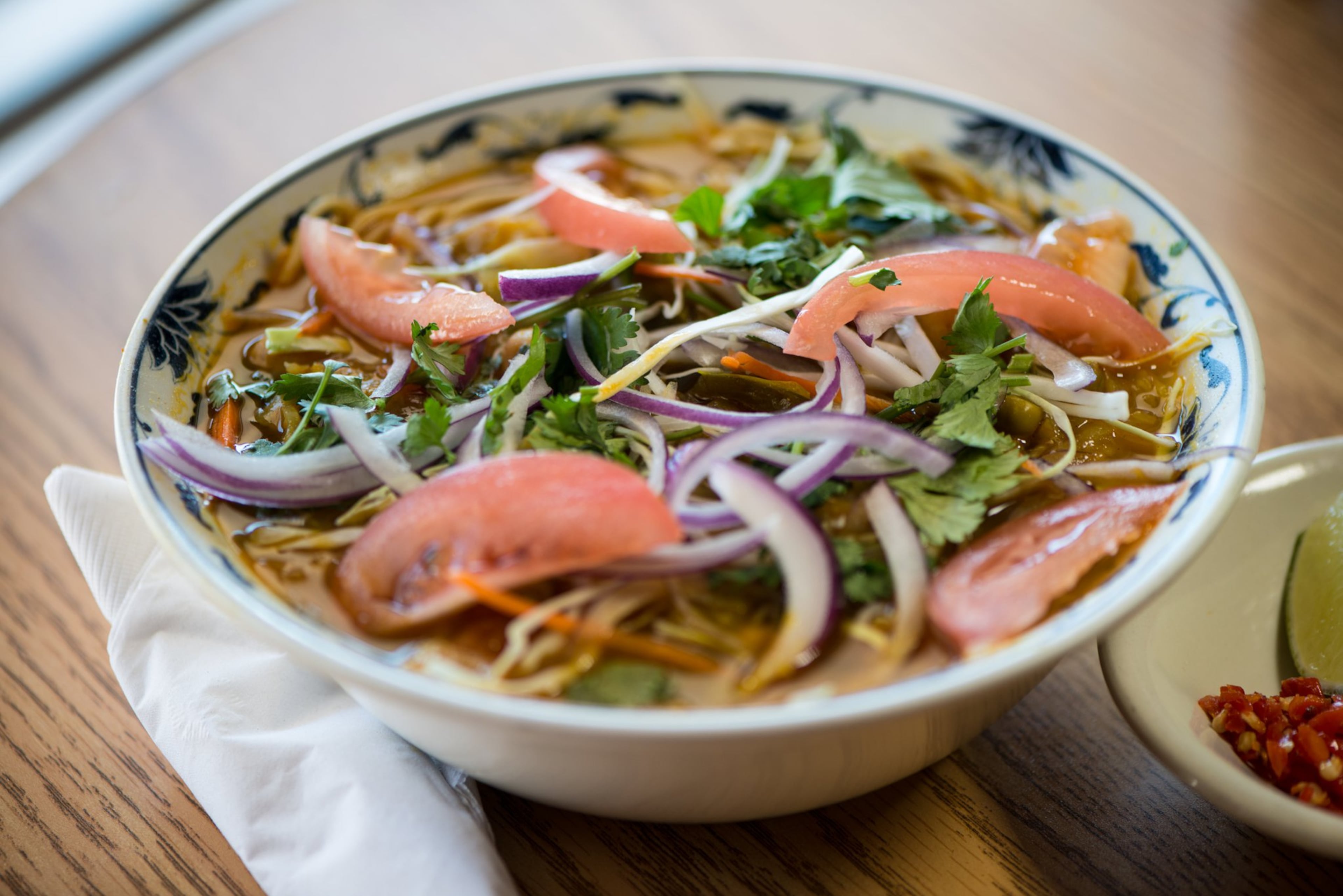 If you’re checking out Clarkston’s food offerings, one tasty option is Kathmandu Kitchen & Grill’s veggie thukpa soup. CONTRIBUTED BY MIA YAKEL