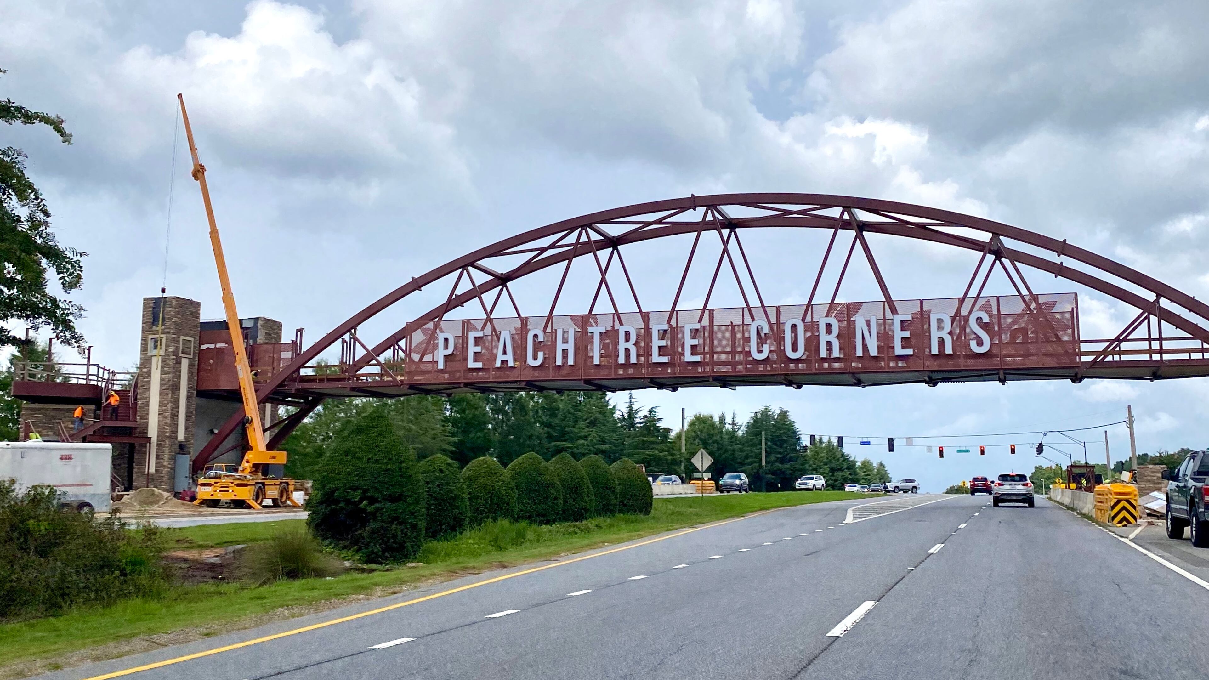 Following final inspections, the new pedestrian bridge spanning across Ga. 141/Peachtree Parkway in Peachtree Corners is scheduled to open Nov. 18. (Photo by Karen Huppertz for the AJC)