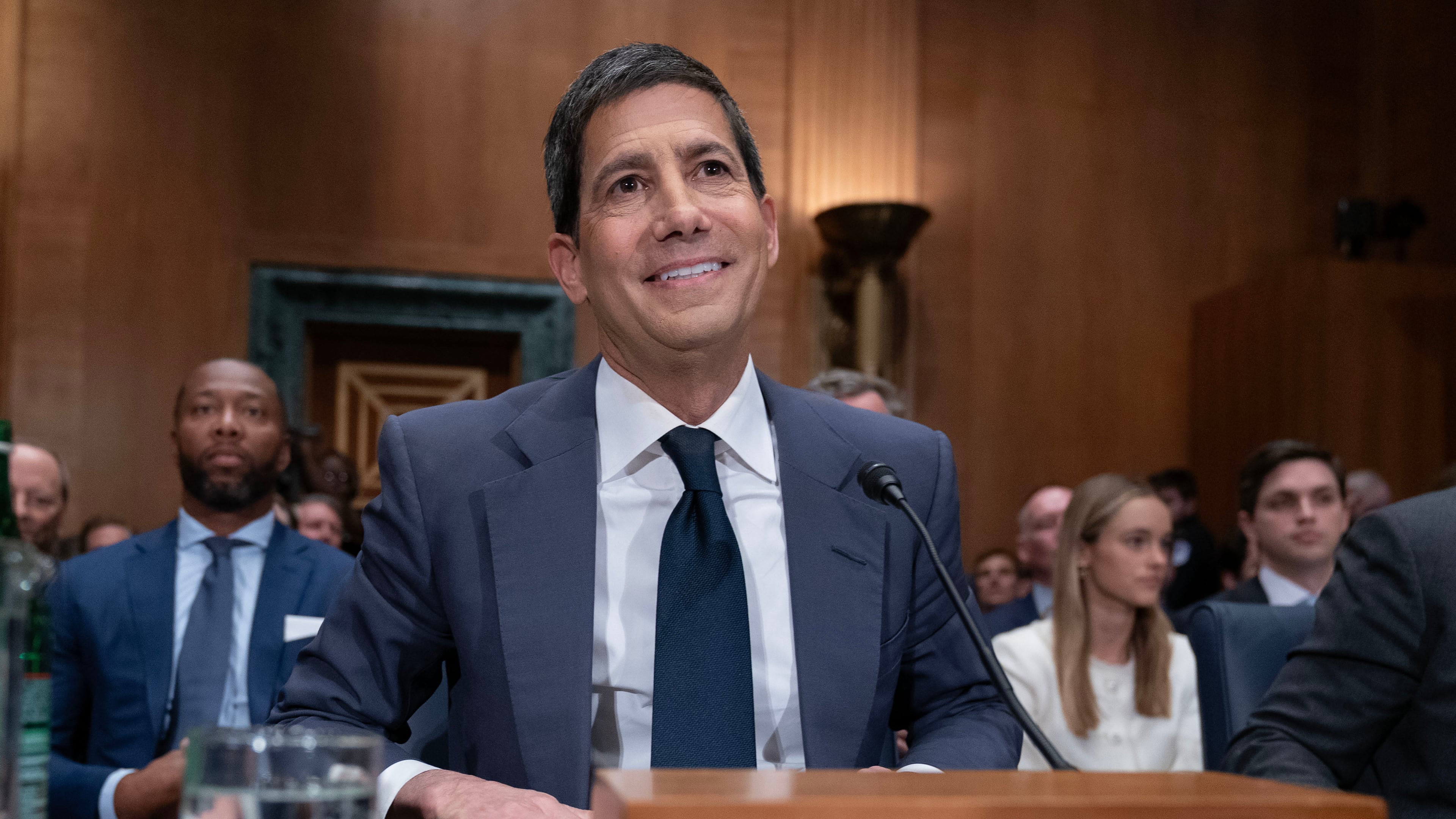 Kevin Warsh testifies during his nomination hearing to be a member and chairman of the Federal Reserve Board of Governors before the Senate Banking, Housing and Urban Affairs Committee on Capitol Hill, in Washington Tuesday, April 21, 2026. (AP Photo/Jose Luis Magana)