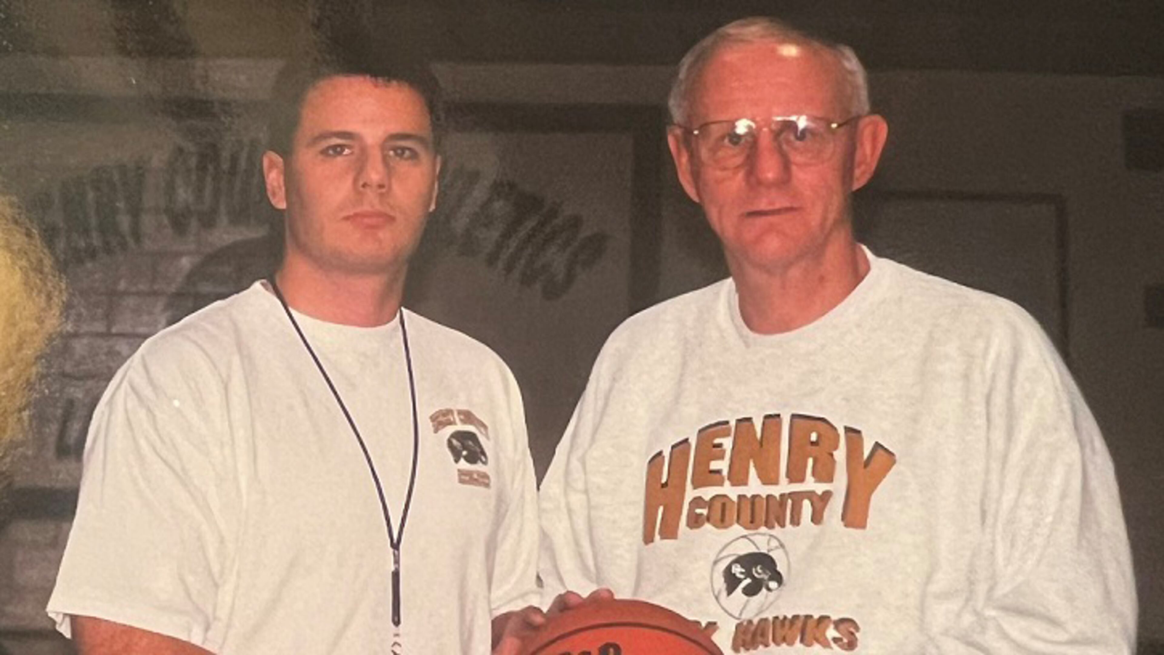 Chuck Miller (right) died Feb. 16, 2023, at age 79. The basketball coach won 865 games and retired in 2010 as Henry County High's athletic director. His son, Curt Miller (left), followed his father's career path as a basketball coach and athletic director. (Photo courtesy of Curt Miller)