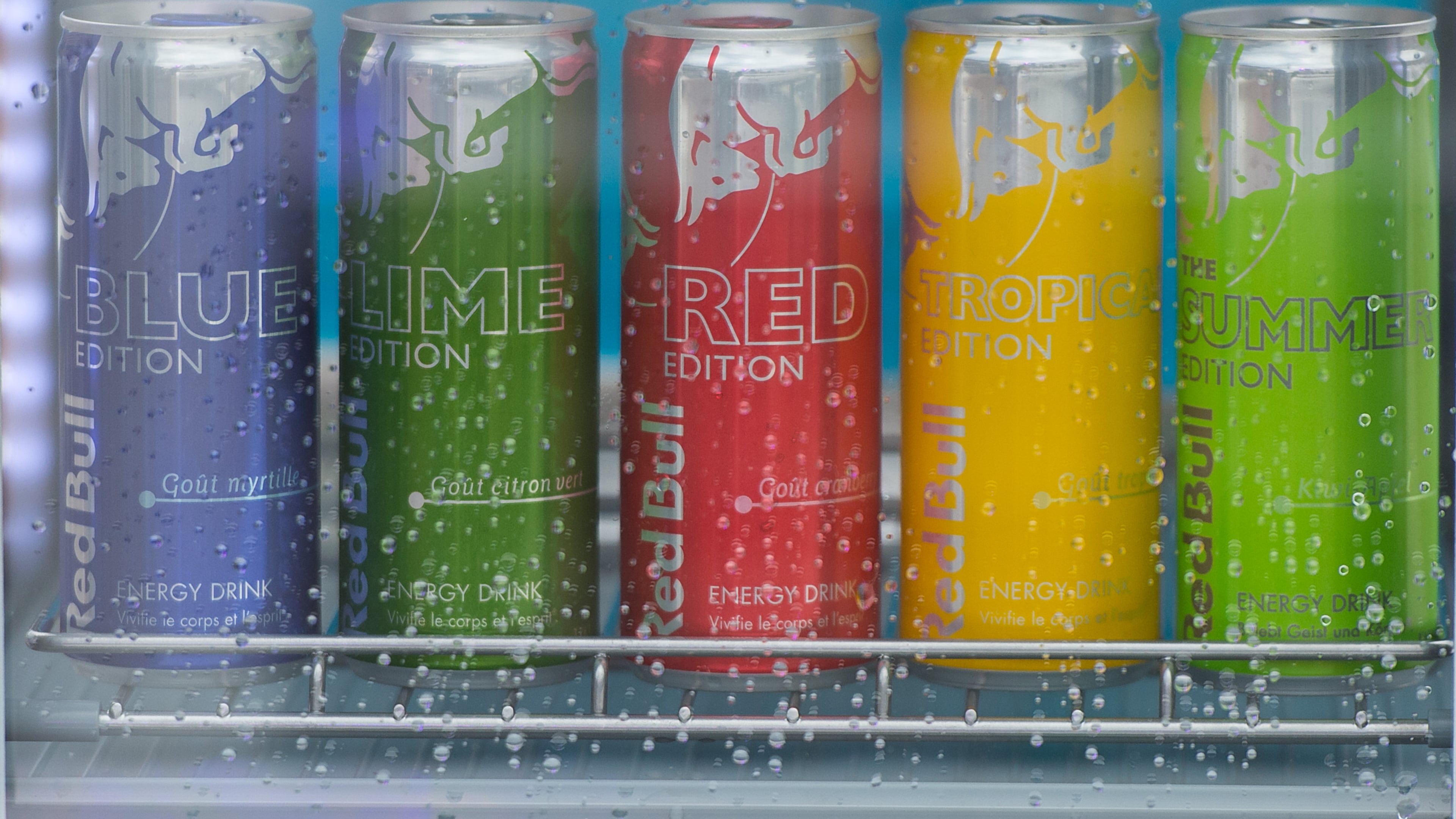 MONACO - MAY 29: Red Bull cans on display at the Red Bull Racing Energy Station at Monte Carlo on May 29, 2016 in Monaco. (Photo by Ben A. Pruchnie/Getty Images)