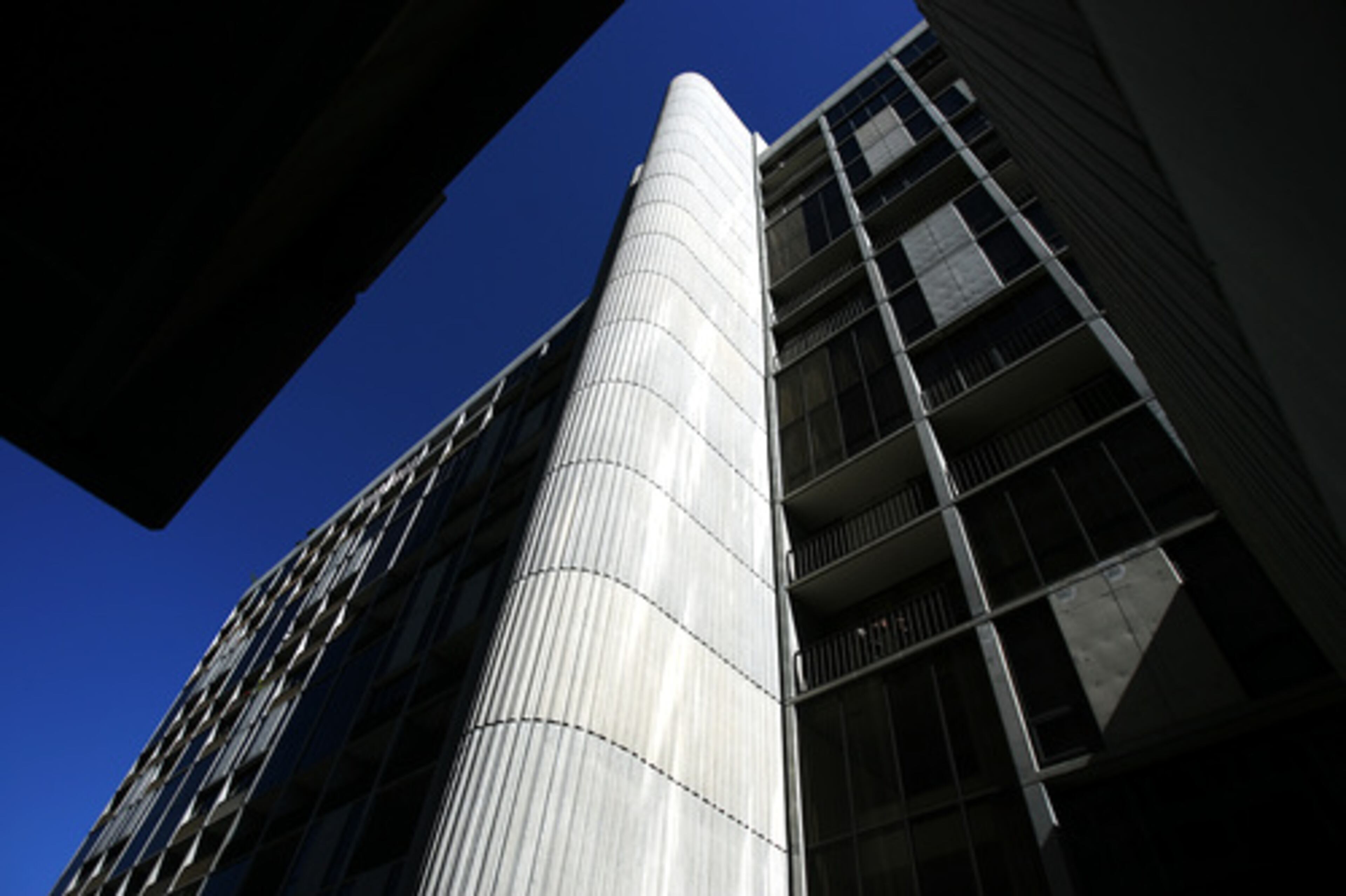 An exterior view of the 38-year-old building at Colony Square where Galina lives.