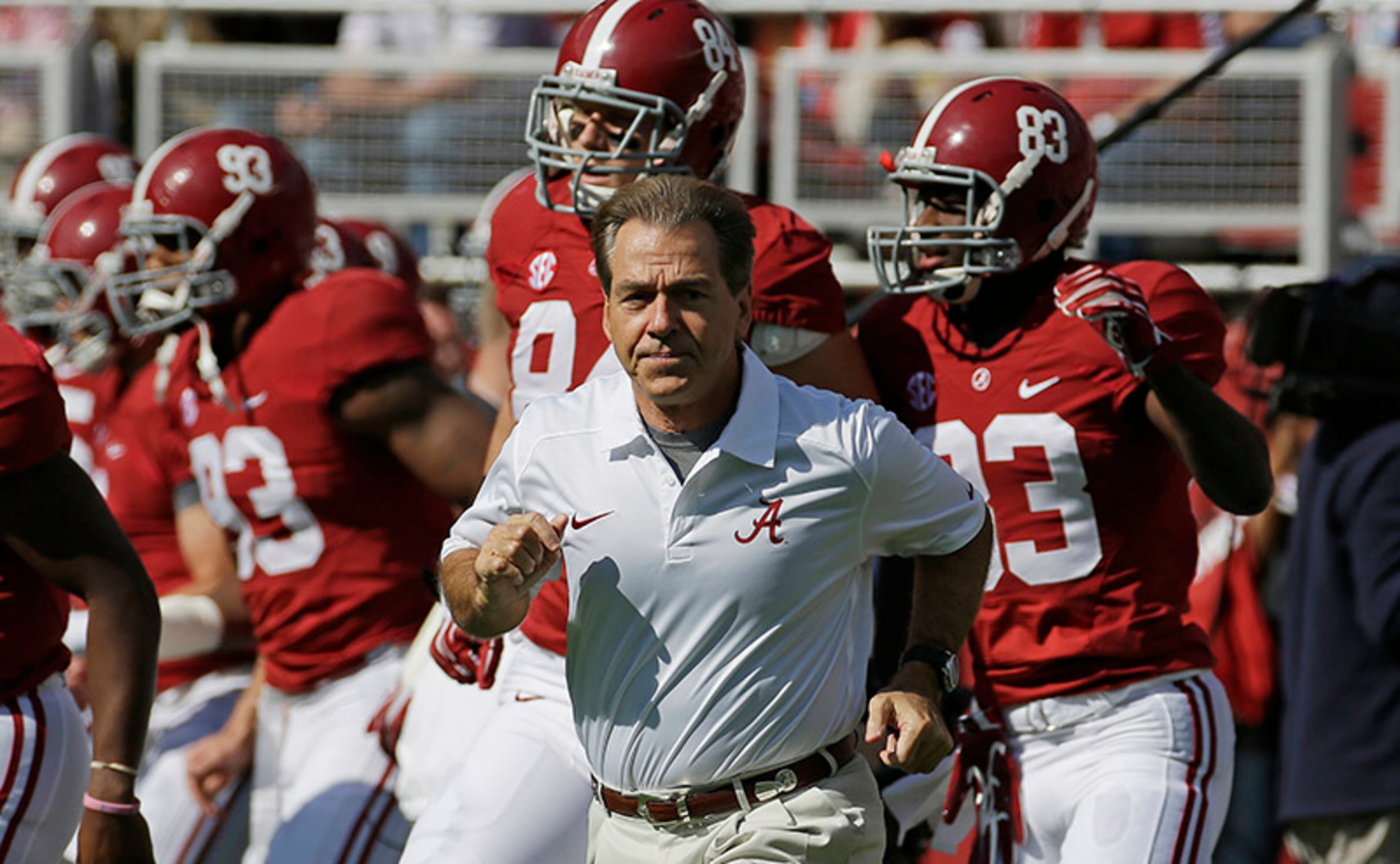 1. Nick Saban, Alabama. Saban, who has won three national titles in four years and the only coach to win national titles at two schools (LSU, 2003), has coached Crimson Tide since 2007. His total salary for 2013 is $5,545,852