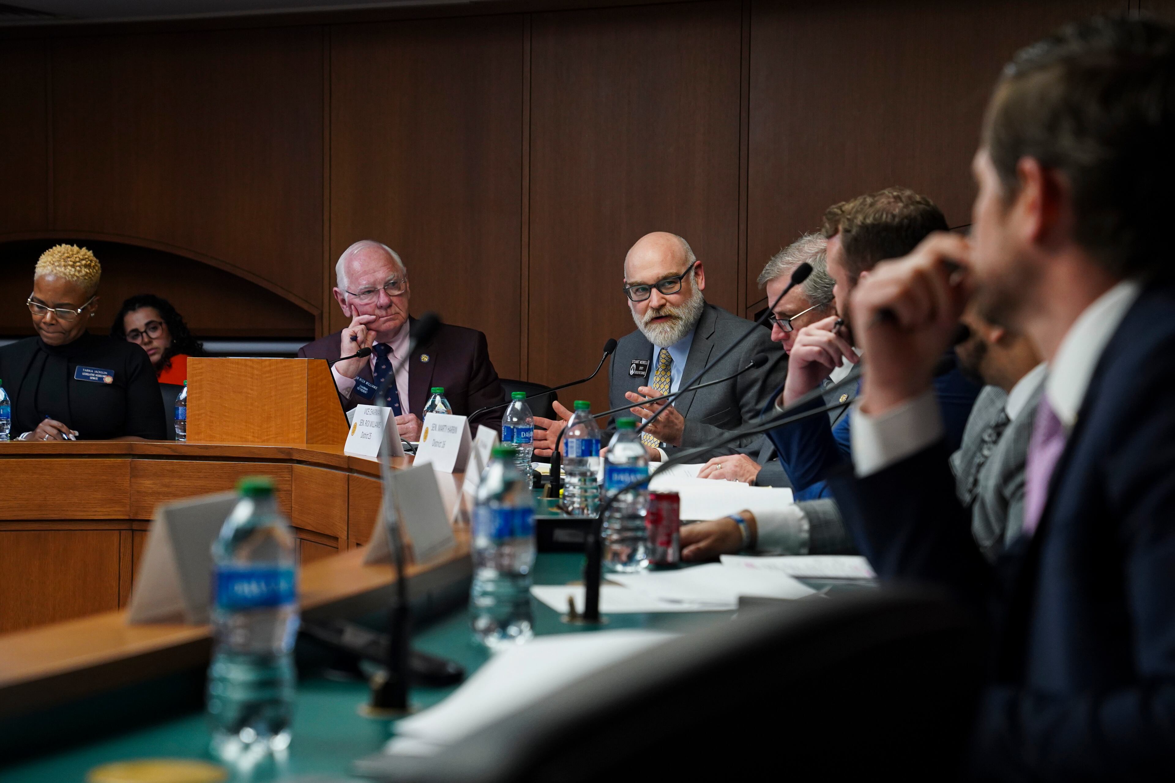Deputy Legislative Counsel Stuart Morelli advises members of the Georgia Senate Ethics Committee in February as they debate an elections measure, Senate Bill 221, at the Georgia Capitol in Atlanta. (Olivia Bowdoin for the AJC).