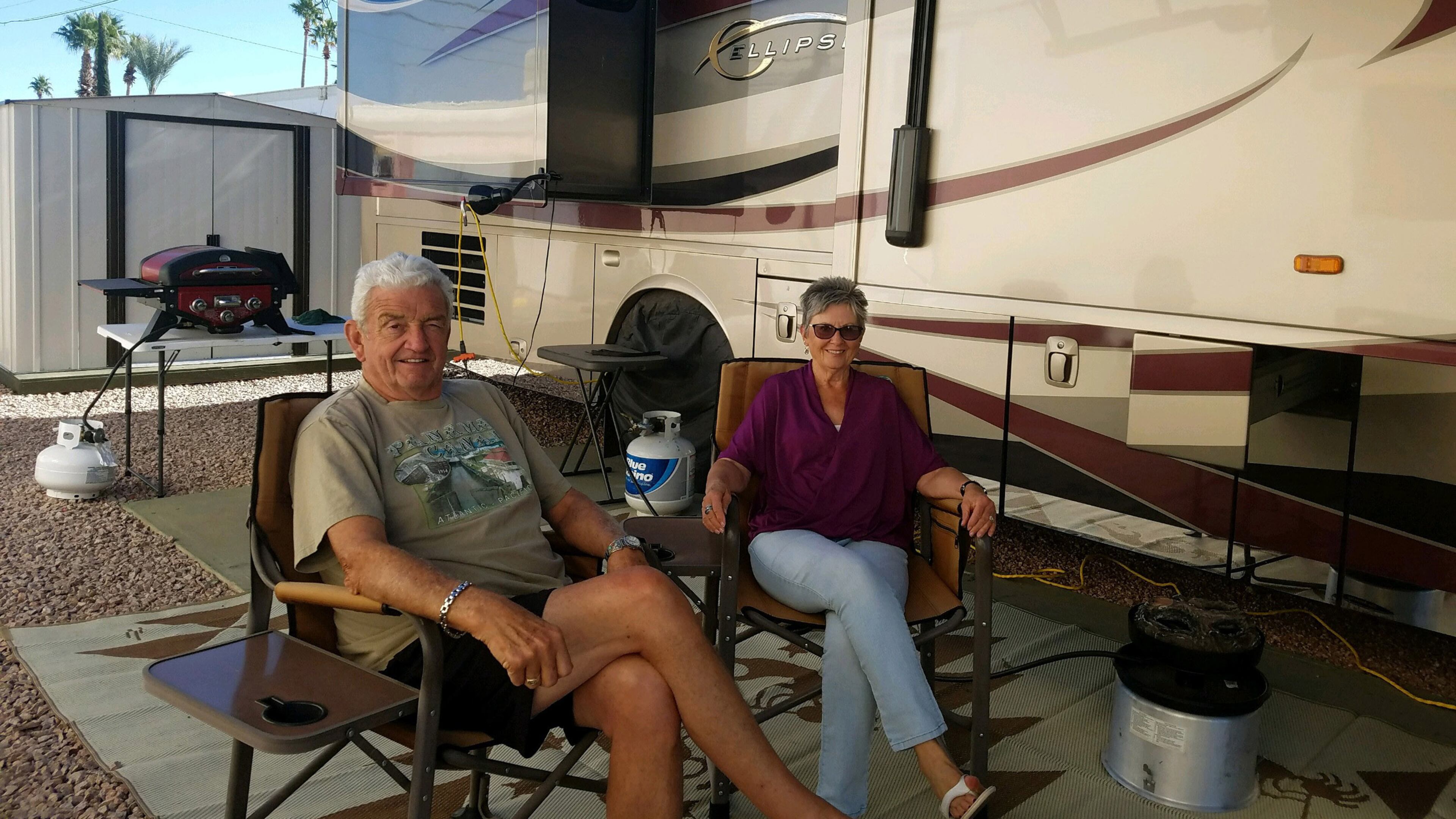 Don and Dee Gumenberg, who lived more than 30 years on the South Hill, now call their RV home. They winter in Arizona and return to property they own near Newport each spring. (Courtesy photo)