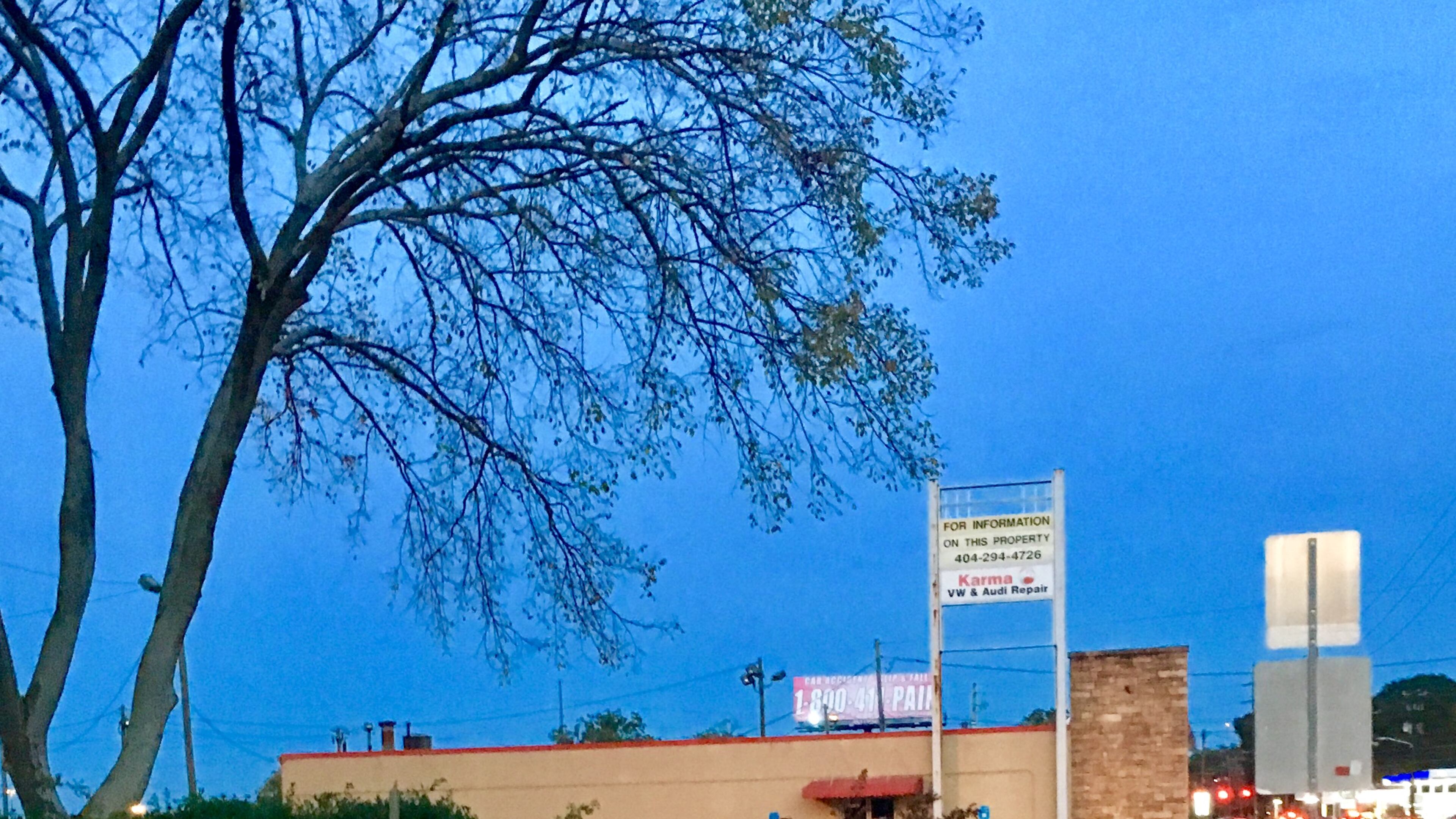 This is the site of a proposed mixed-use development at Sams Crossing and U.S. 278 (to the right) in Avondale Estates. The dilapadated sign is out of date and off its pole, but technically it’s accurate. Developer South City Partners still hasn’t closed with longtime landowner Joe Gargiulo. Bill Banks for the AJC