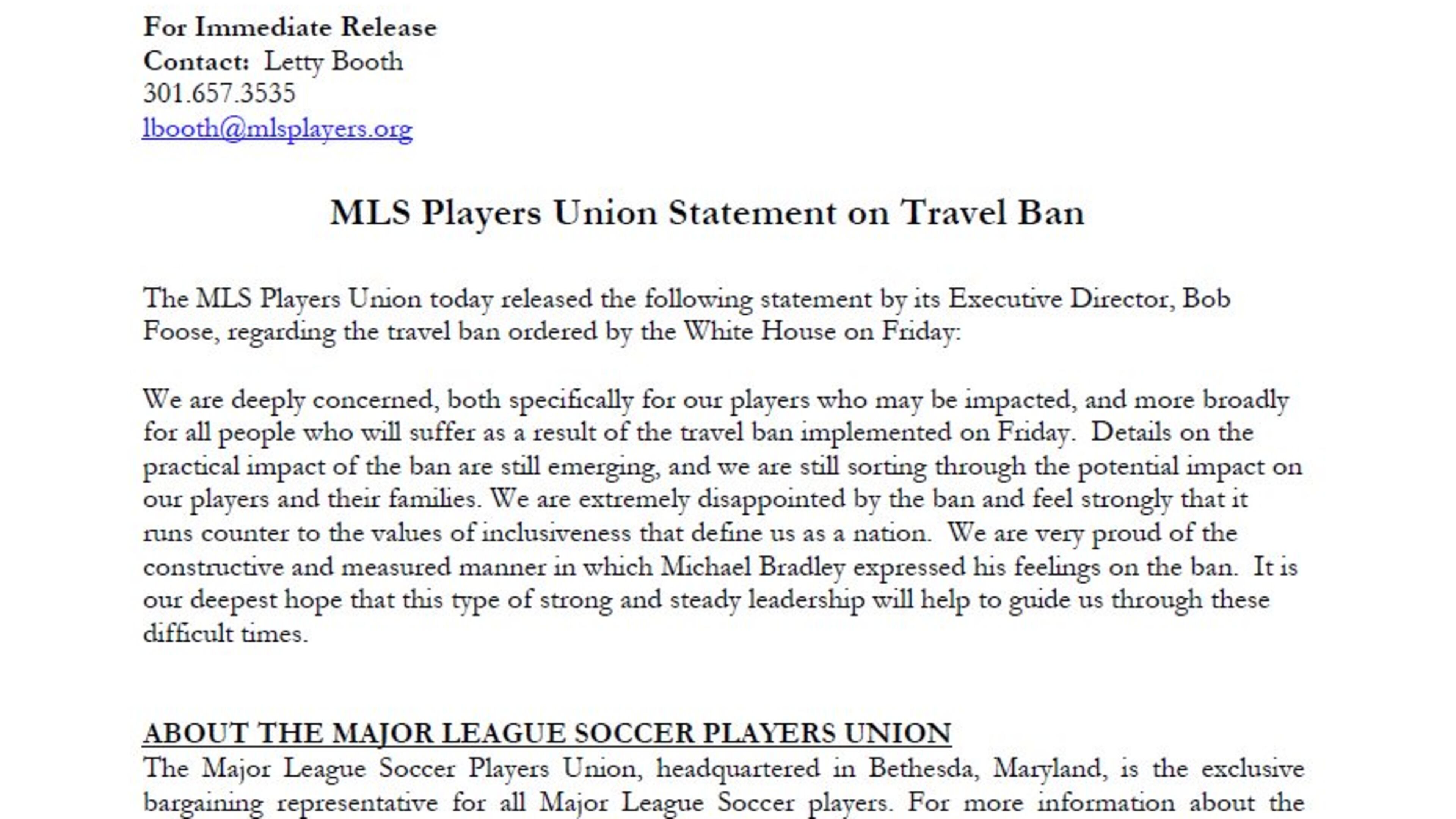The statement released on Monday.