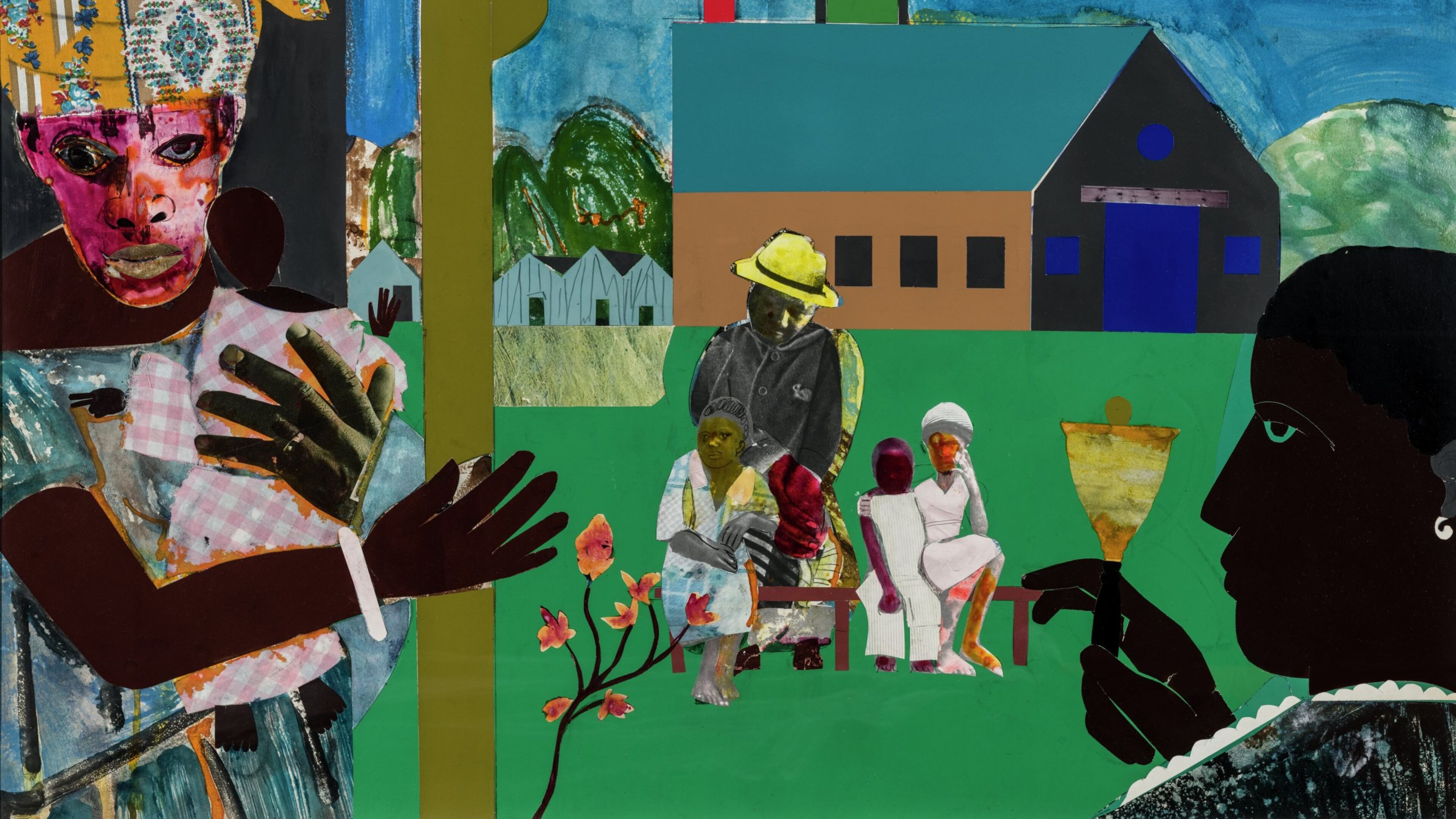 Romare Bearden’s “Profile/Part 1, The Twenties: Mecklenberg County, School Bell Time,” 1978, collage on board. Contributed by Kingsborough Community College, The City Univeristy of New York. © Romare Bearden Foundation / VAGA at Artists Rights Society, New York. Photo by Paul Takeuchi