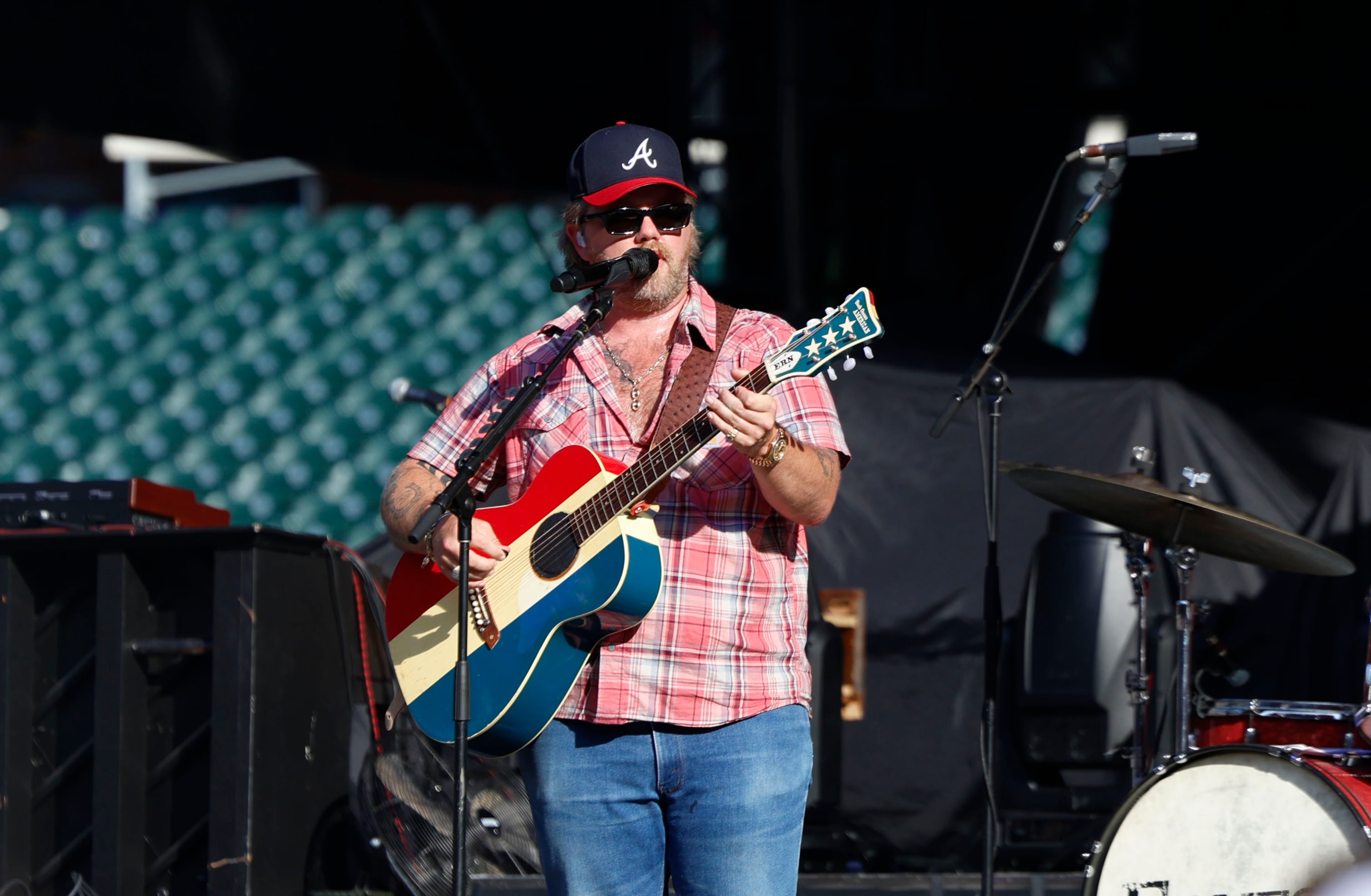 June 13, 2026 - Atlanta, GA: ERNEST performs at the Braves Country Fest, an inaugural, a first of its kind celebration of Braves baseball and country music. He started of his set with hits The Star-Spangled Banner, Gettin' Gone, Boat Named After You. (Akili-Casundria Ramsess/For the AJC)
