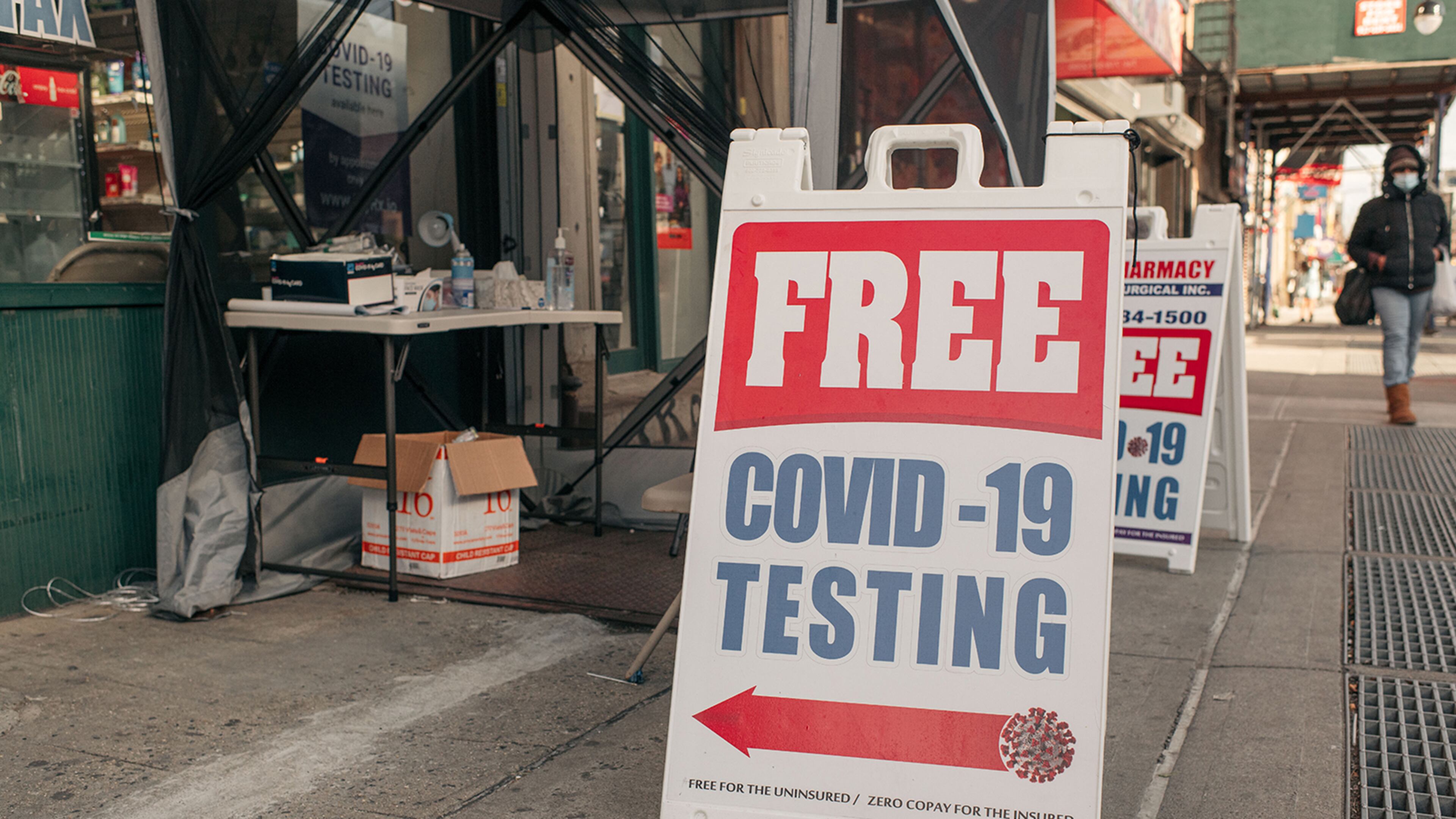 A COVID-19 testing location sits inactive with no waiting line in the Bed-Stuy neighborhood of Brooklyn on Jan. 10, 2022, in New York City. (Scott Heins/Getty Images/TNS)