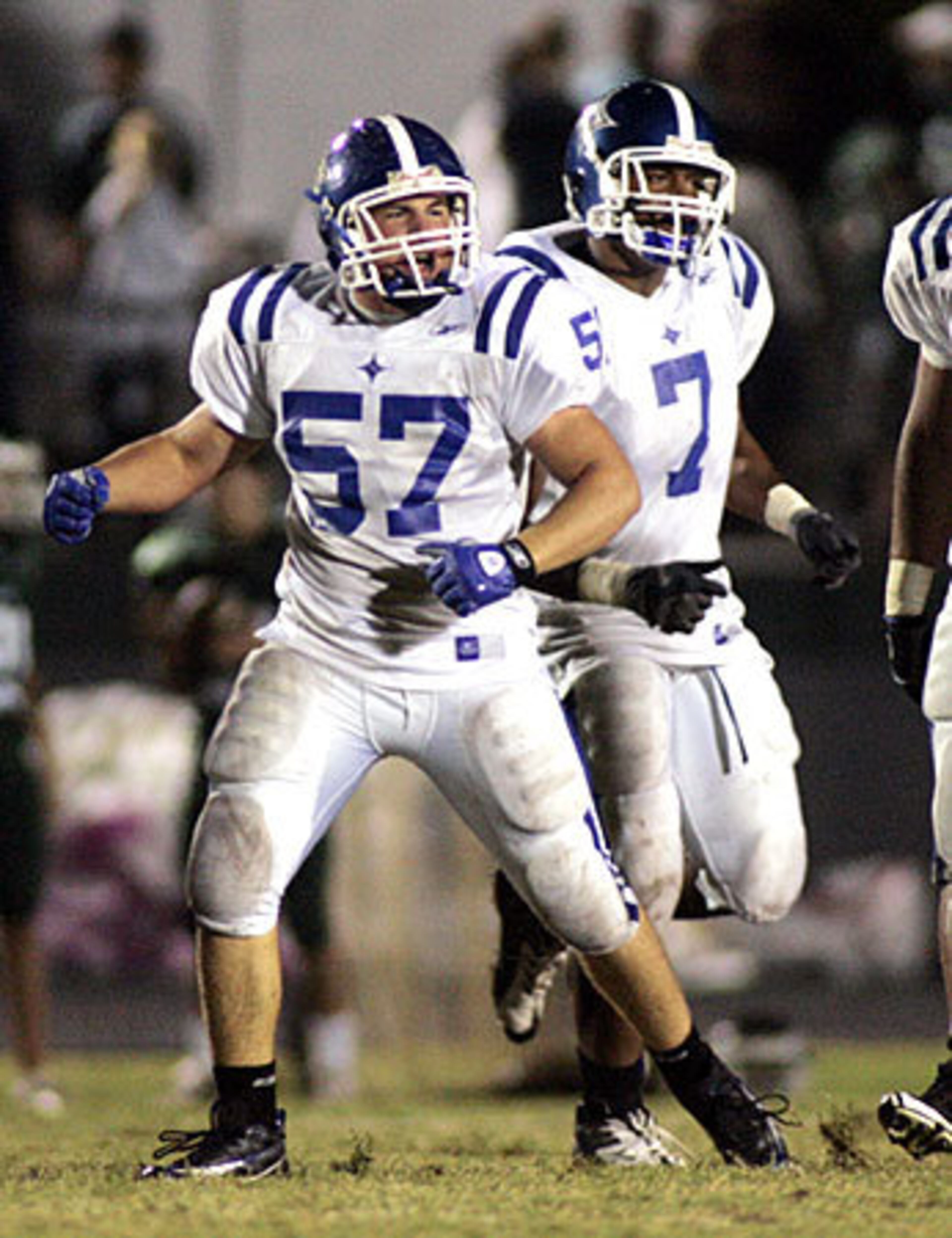 Peachtree Ridge Chris Carroll (57) does his sack dance.
