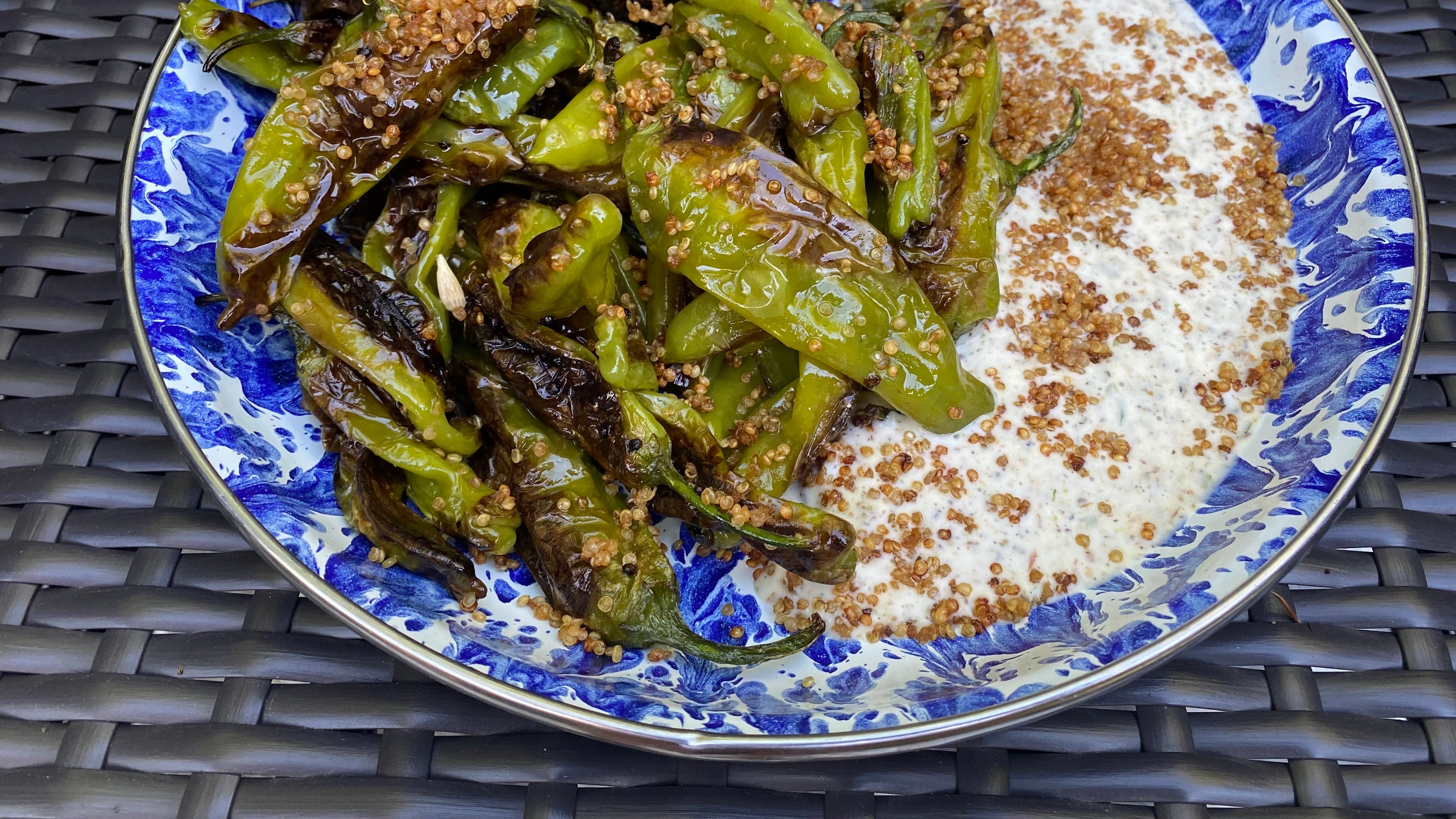 Blistered Shishitos with Furikake Ranch and Crispy Quinoa.
Ligaya Figueras / ligaya.figueras@ajc.com