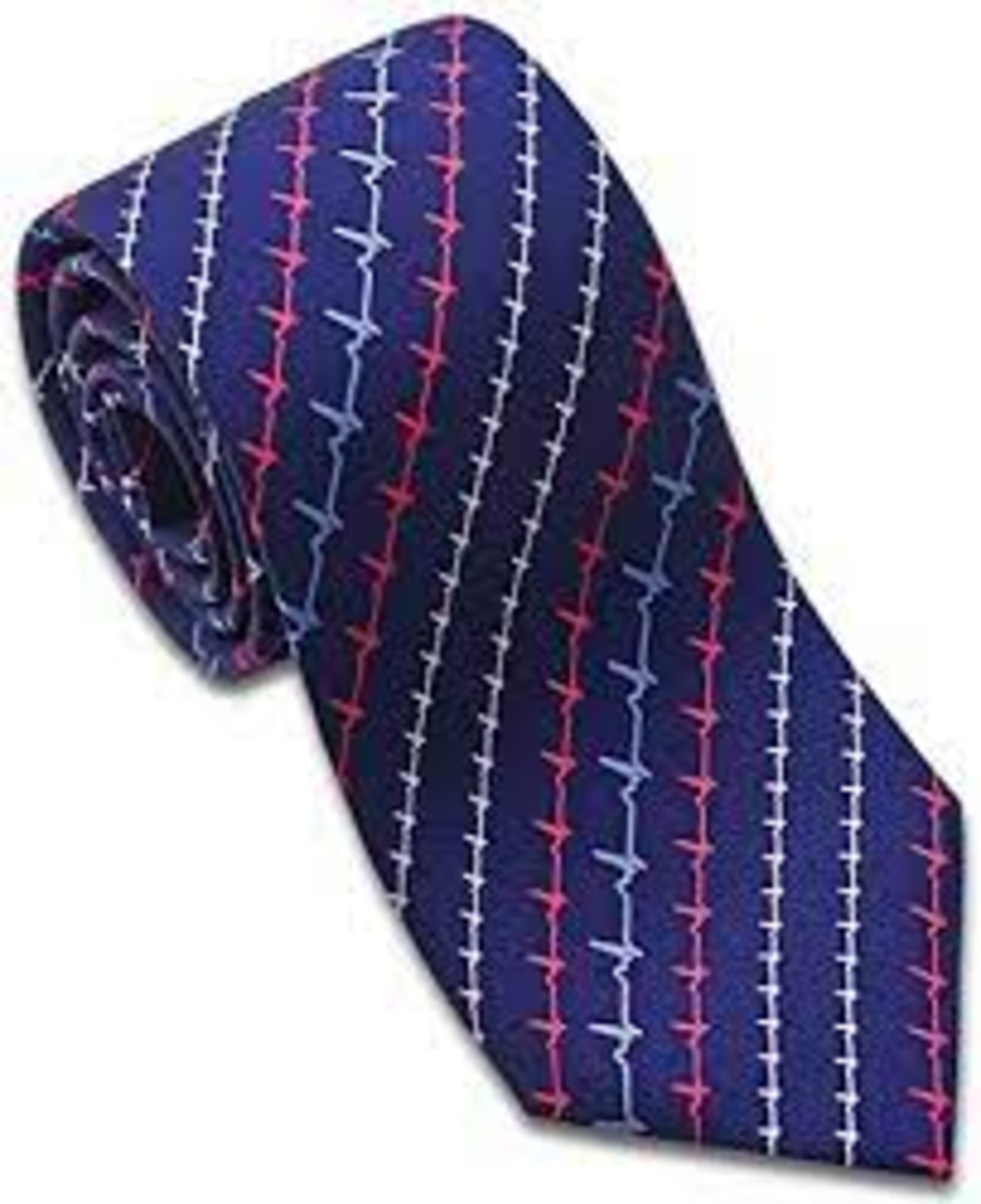 Josh Bach heartbeat pattern EKG silk necktie
