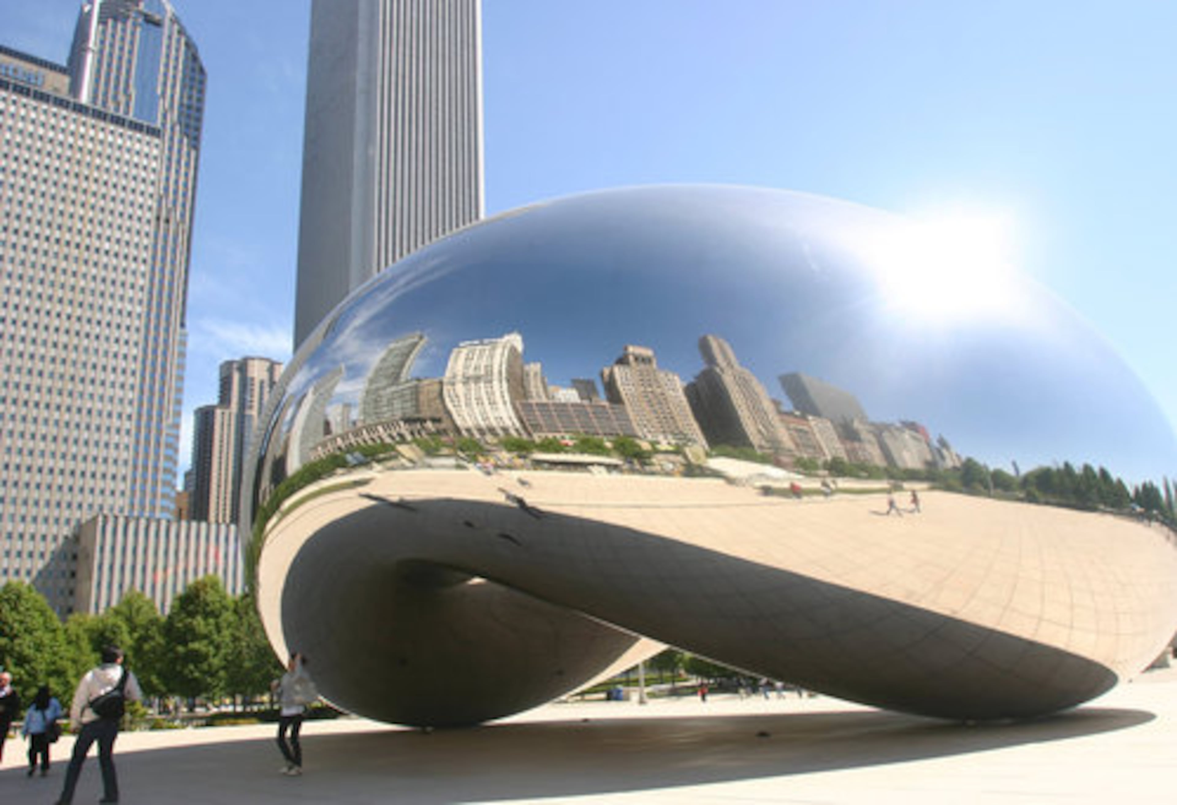 Chicago's impressive skyline is reflected in British artist Anish Kapoor's "Cloud Gate," a sculpture affectionately known as "the bean," in Millennium Park.