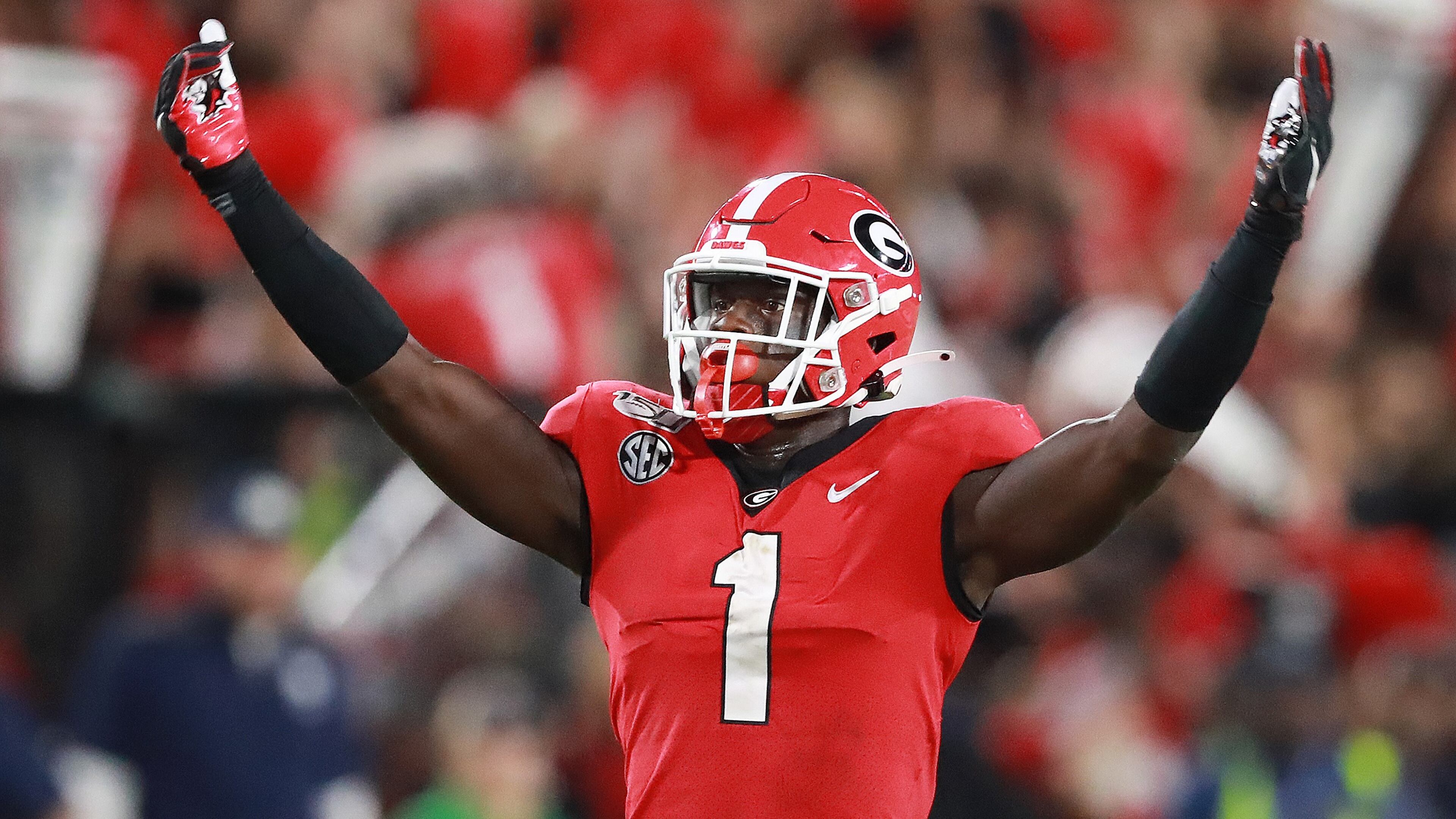 September 21, 2019 Athens: Georgia defensive back Divaad Wilson calls for some crowd noise during last year's game against Notre Dame at Sanford Stadium on Saturday, Sept. 21, 2019, in Athens. Curtis Compton/ccompton@ajc.com