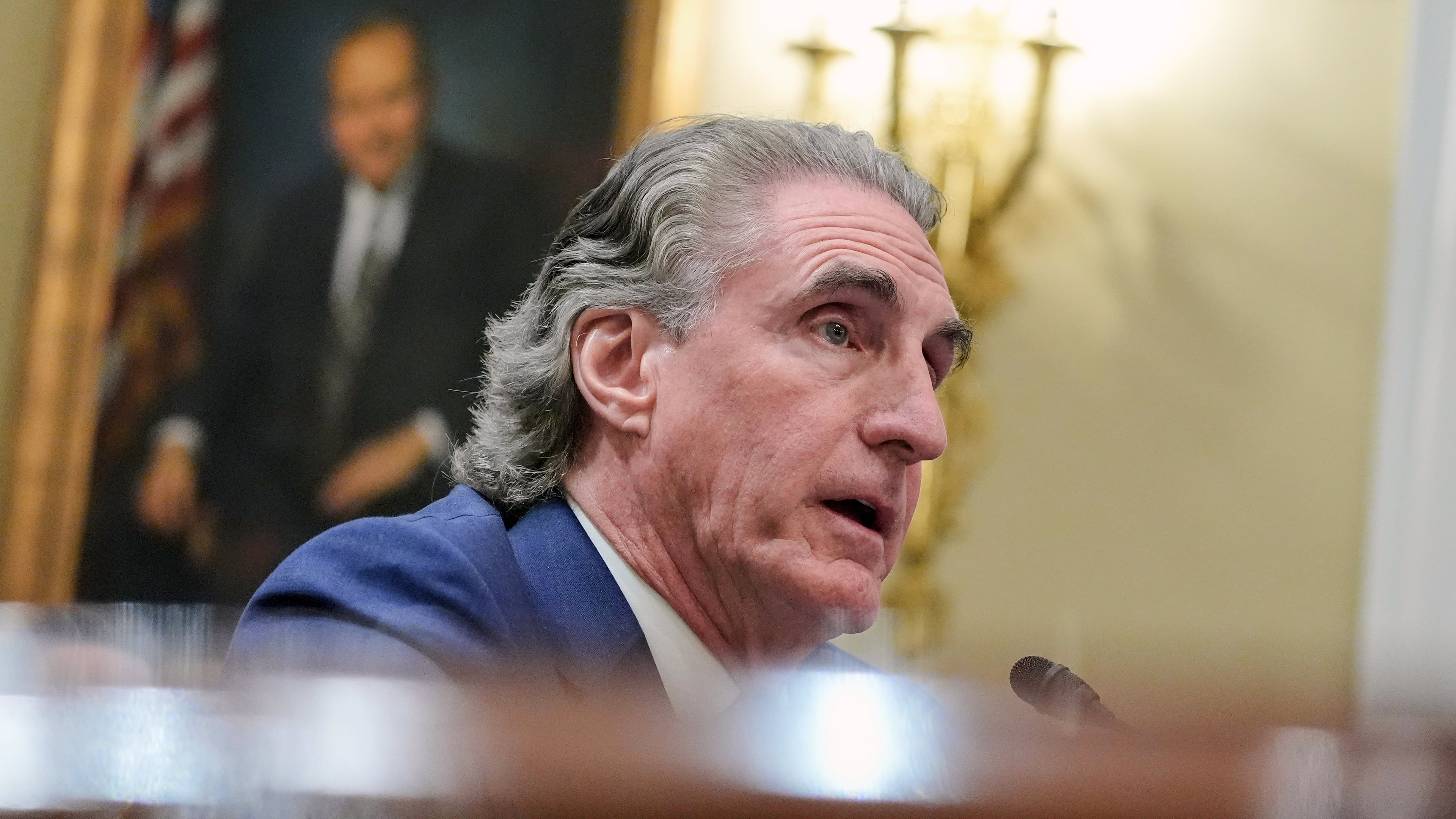 Interior Secretary Doug Burgum testifies during the House National Resources Committee on the budget request for the Interior Department on Capitol Hill, Wednesday, May 13, 2026, in Washington. (AP Photo/Mariam Zuhaib)