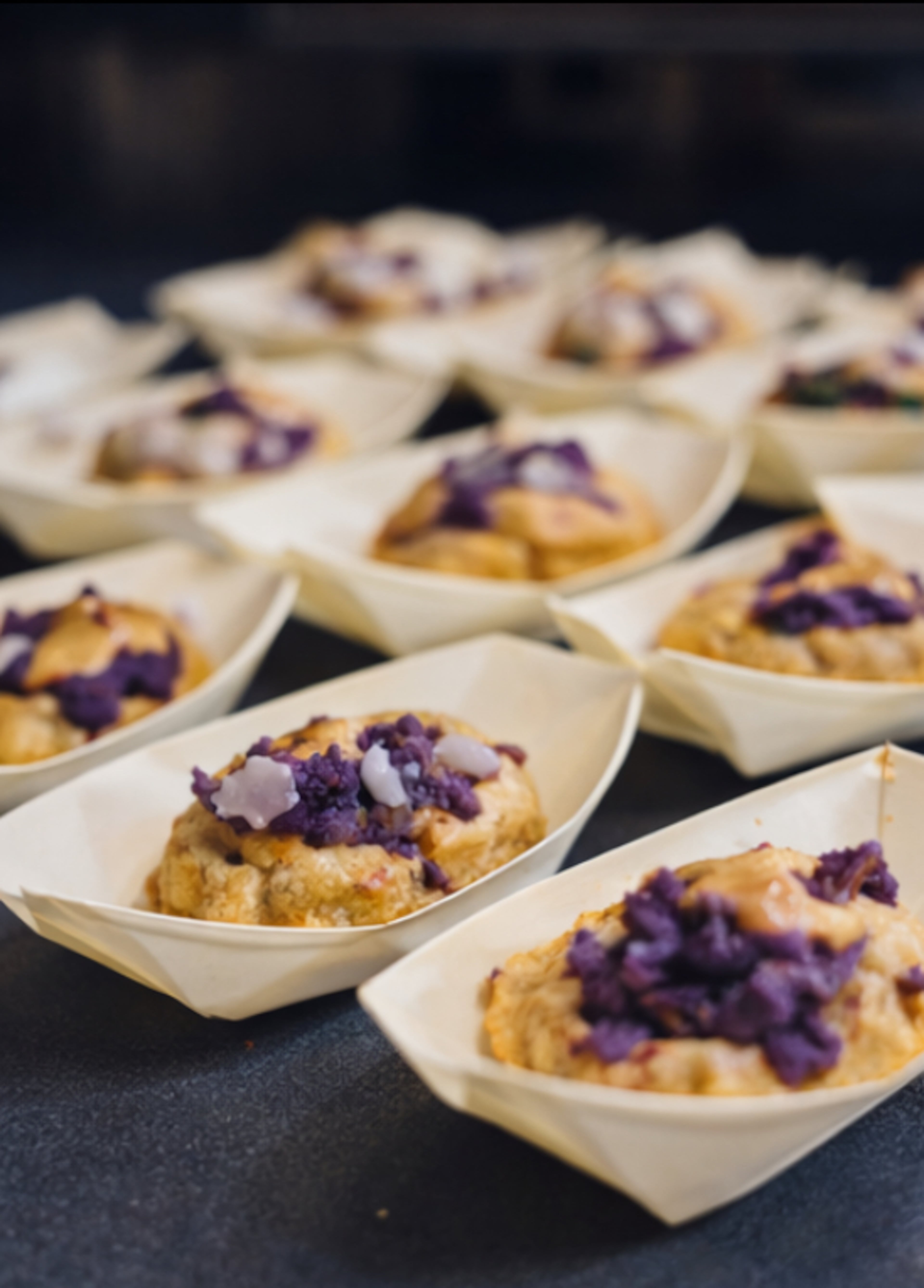 Dhaba BBQ’s ube chaat puri. (Courtesy of Dhaba BBQ)