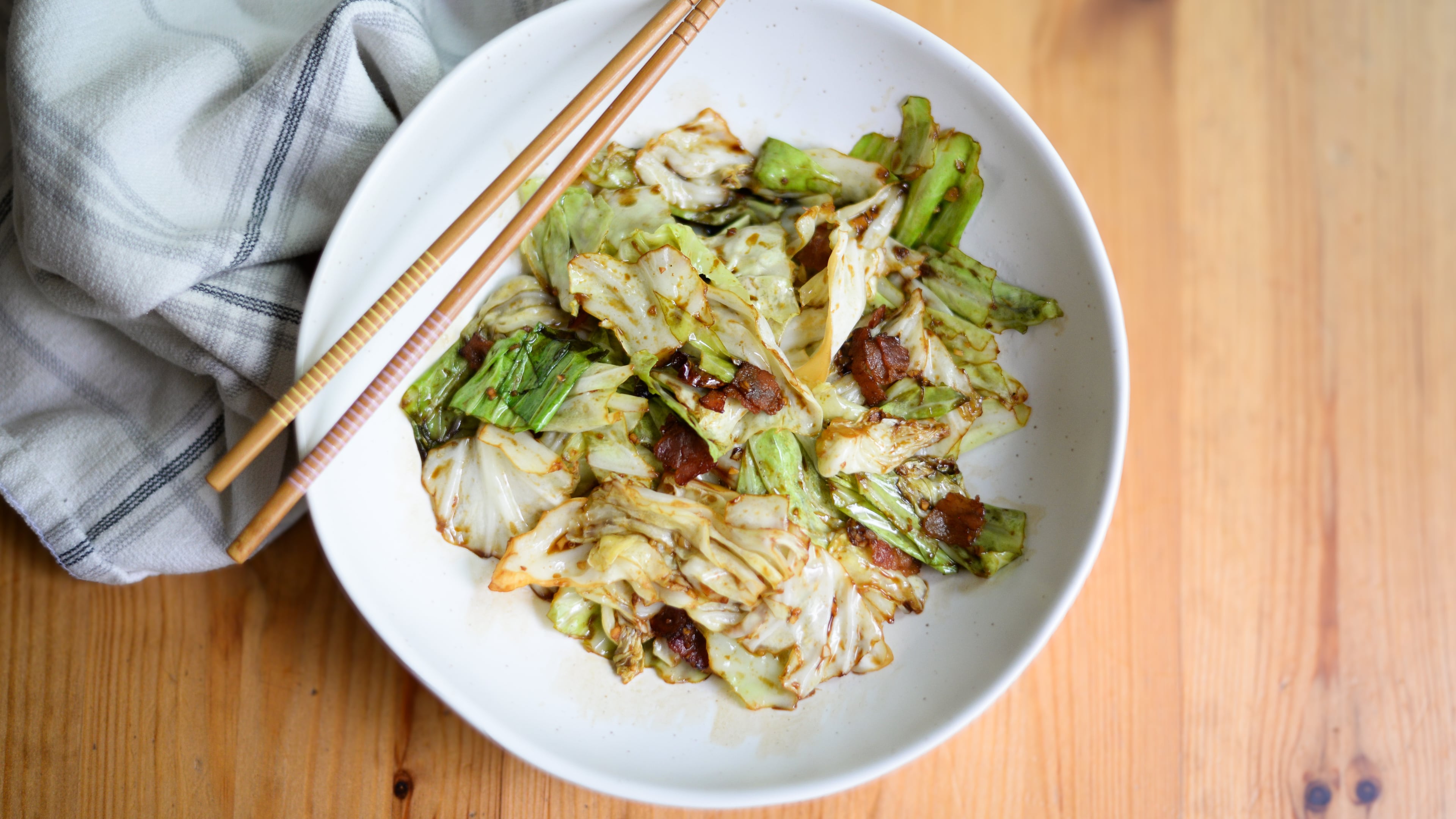 Stir-Fried Cabbage with Bacon comes together in less than 15 minutes. (Candy Hom for the AJC)