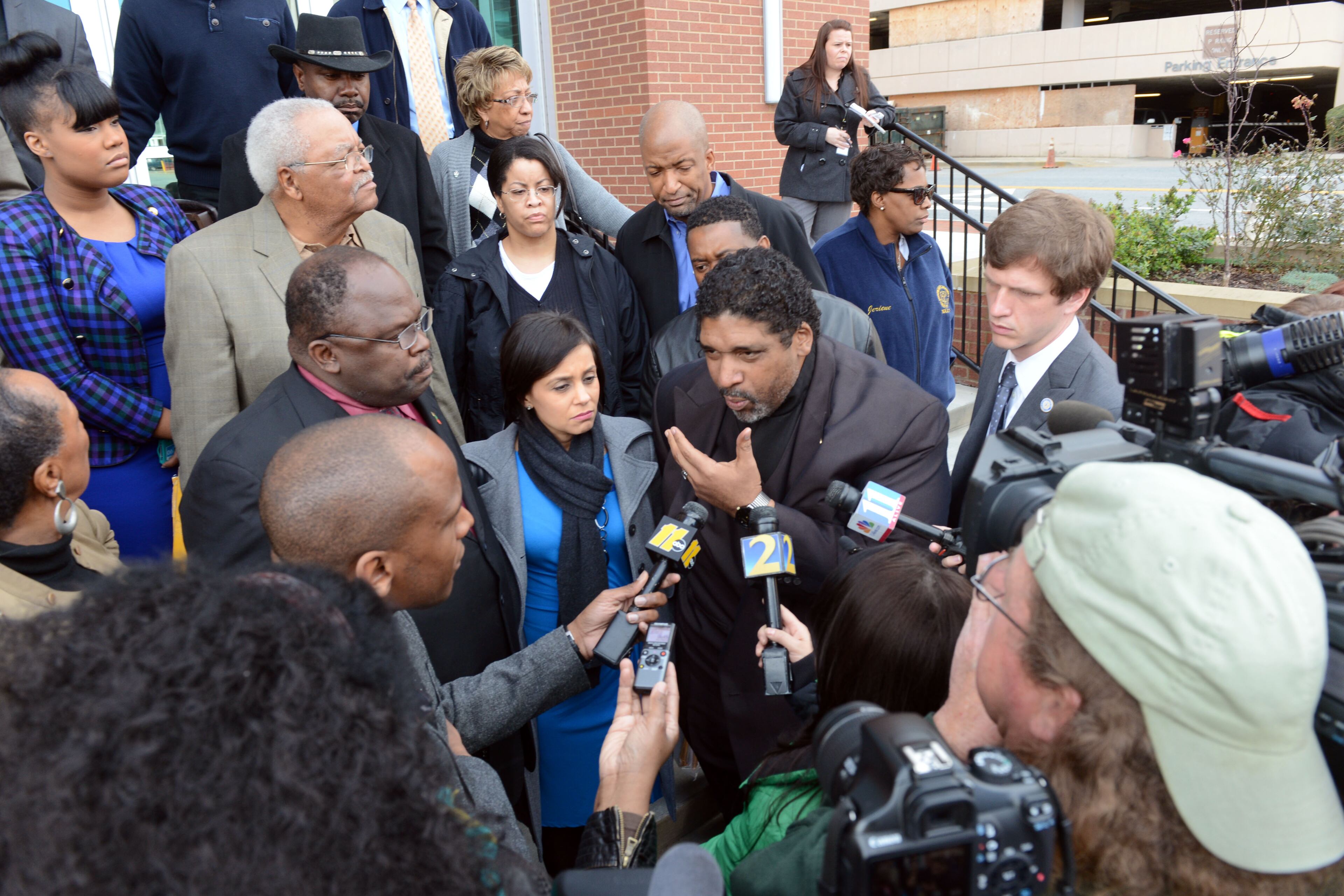 NAACP members hold a press conference on the courthouse steps Tuesday following the case. The group campaigned for reconsideration of the case.