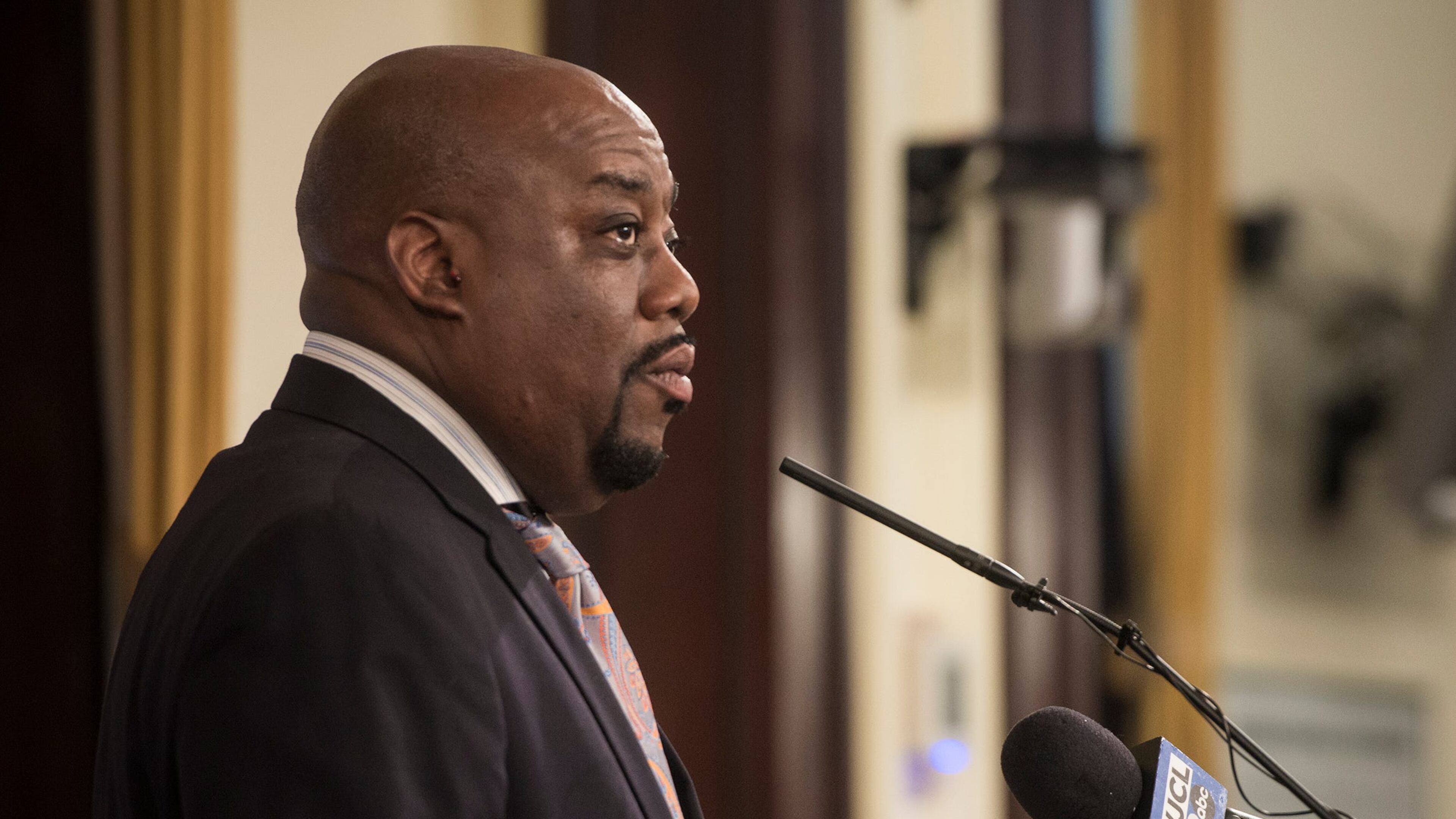 Savannah Mayor Van Johnson speaks to members of the media at his weekly press conference on July 5.