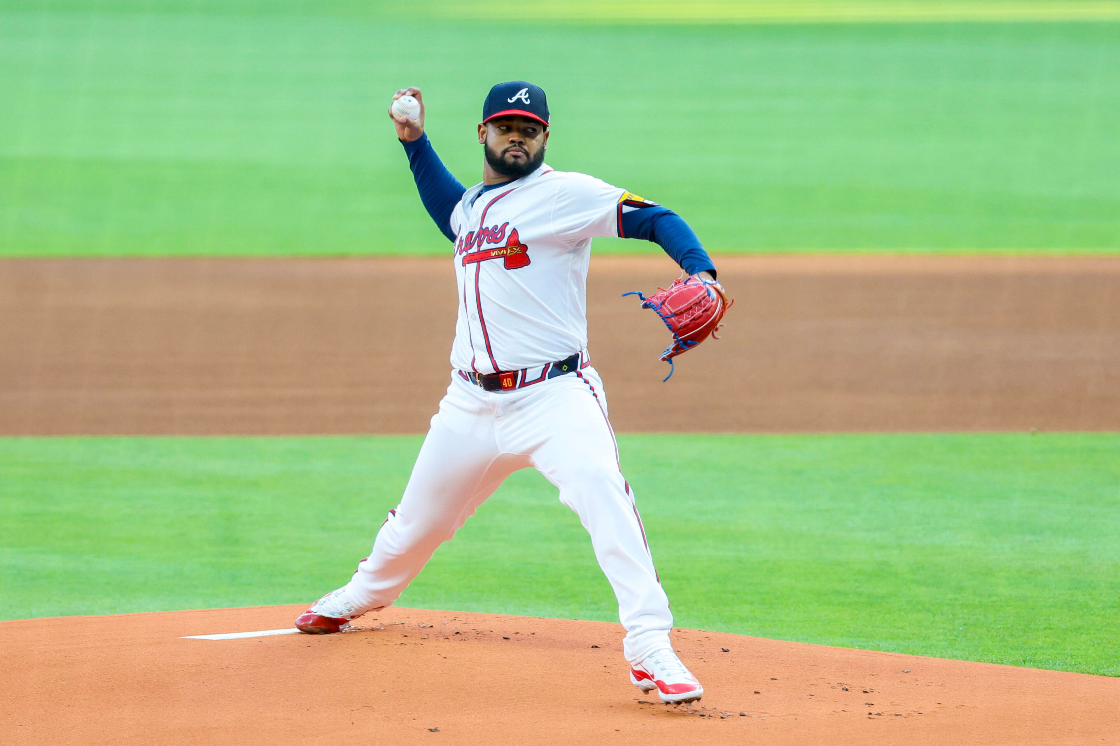 Braves starting Reynaldo López (40) throws a pitch to a Boston Red Sox batter during the first inning at Truist Park on Tuesday, May 7, 2024.
(Miguel Martinez/ AJC)