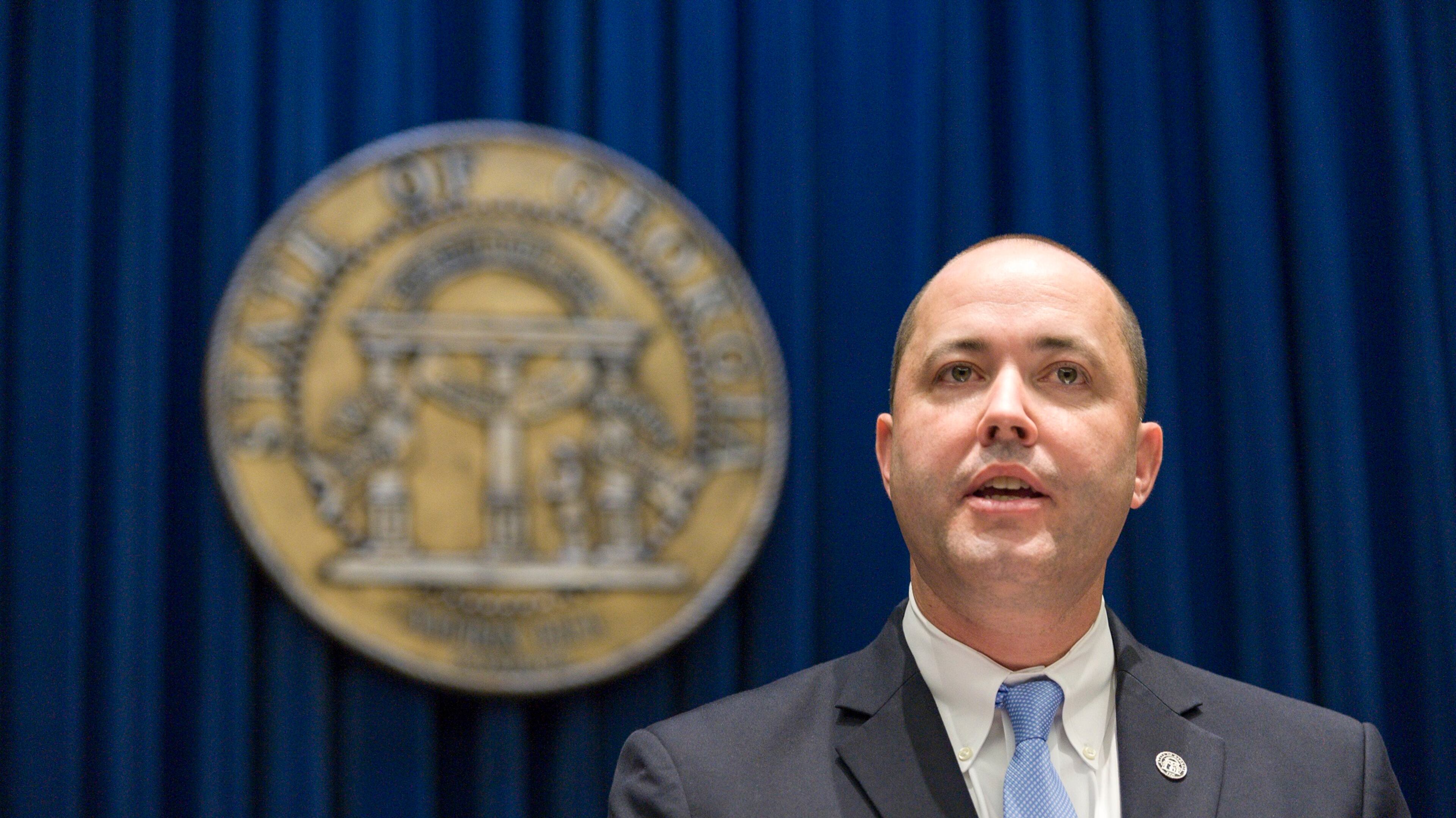 Chris Carr address reporters during a press conference when he was appointed Georgia's attorney general on Oct. 12, 2016. (DAVID BARNES / DAVID.BARNES@AJC.COM)