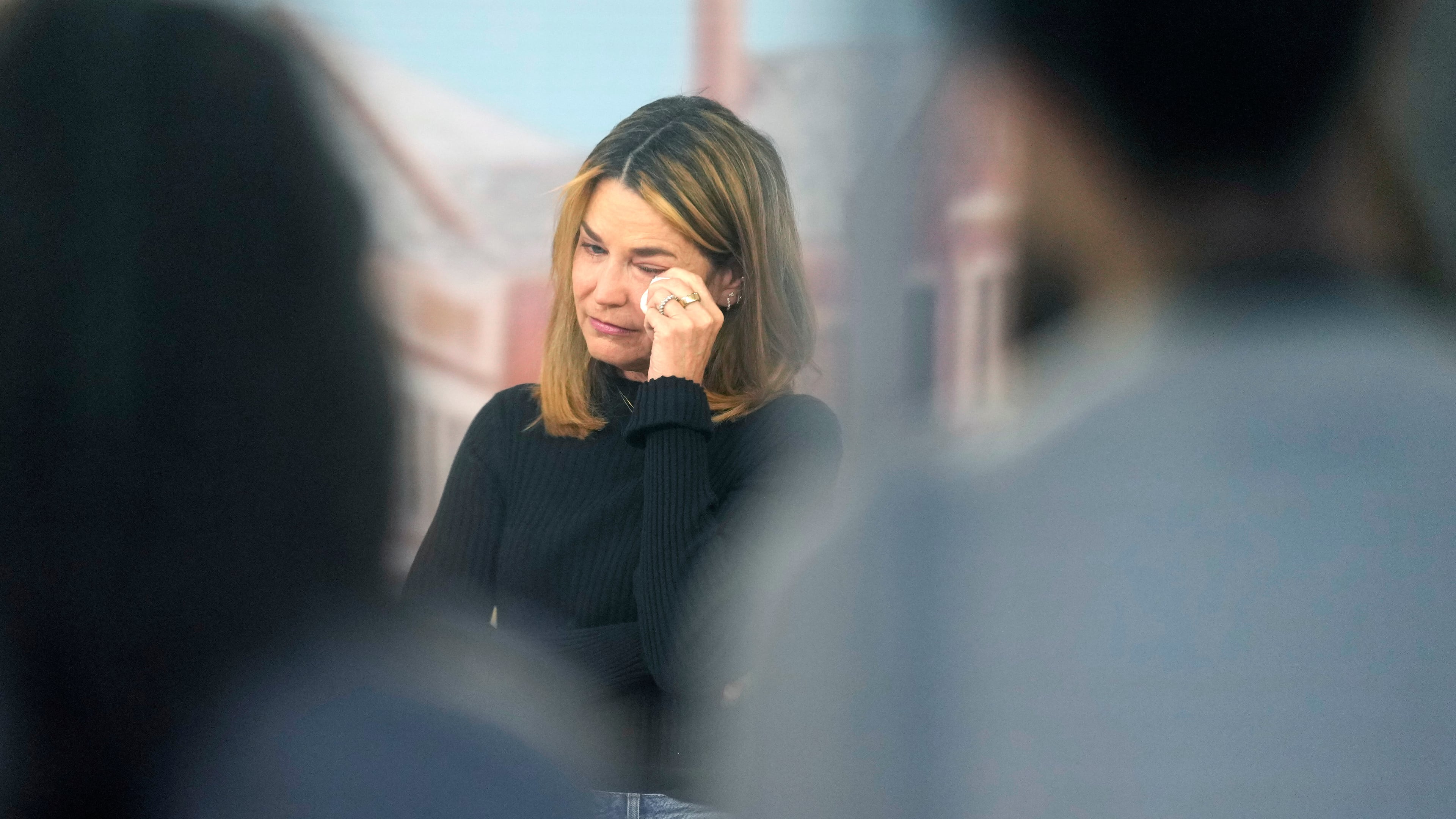 Savannah Guthrie visits the Today show at Rockefeller Plaza in New York on Thursday, March 5, 2026. (Photo by Charles Sykes/Invision/AP)
