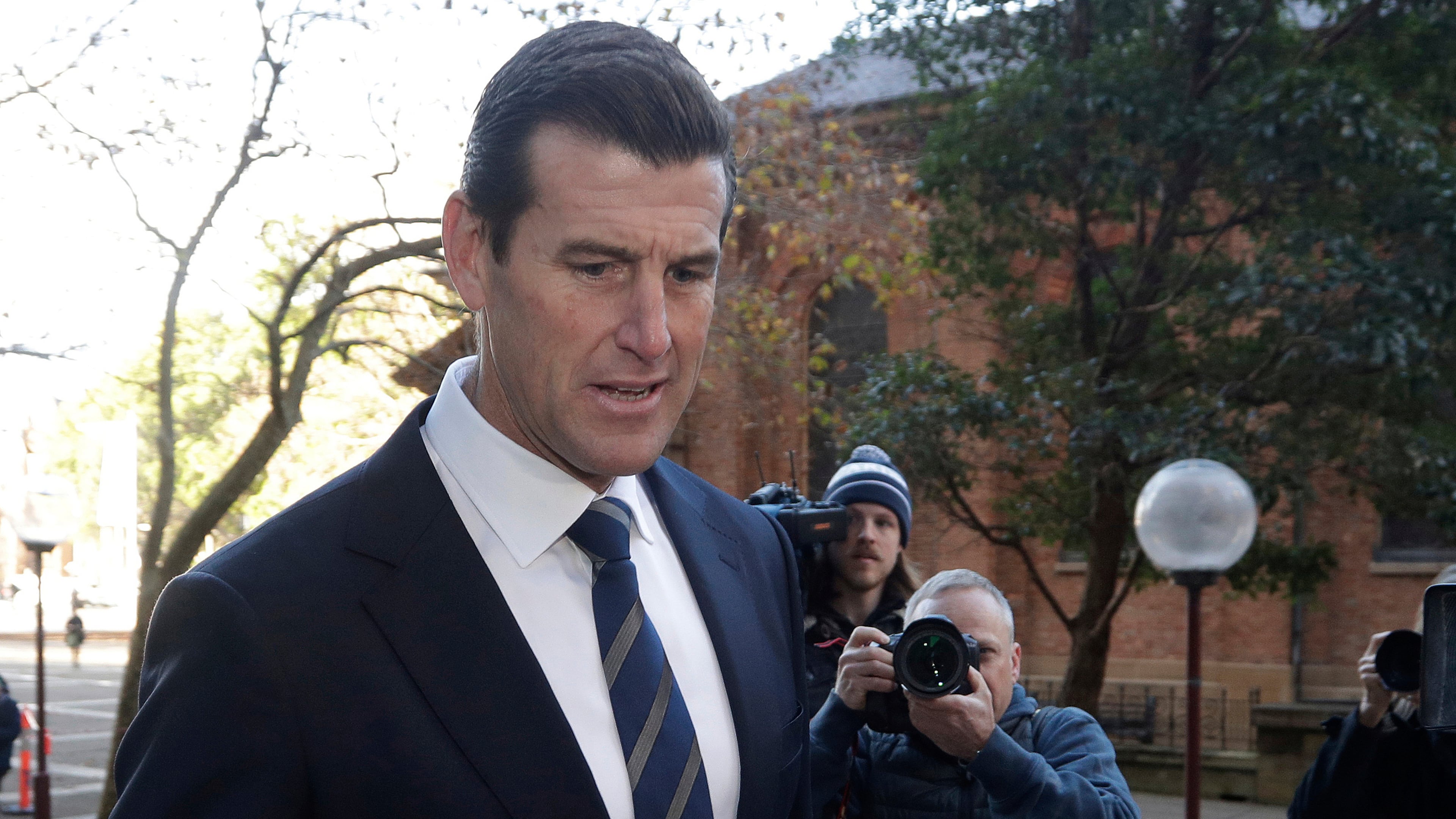 FILE - Ben Roberts-Smith arrives at the Federal Court in Sydney, Australia, on June 9, 2021. (AP Photo/Rick Rycroft, File)