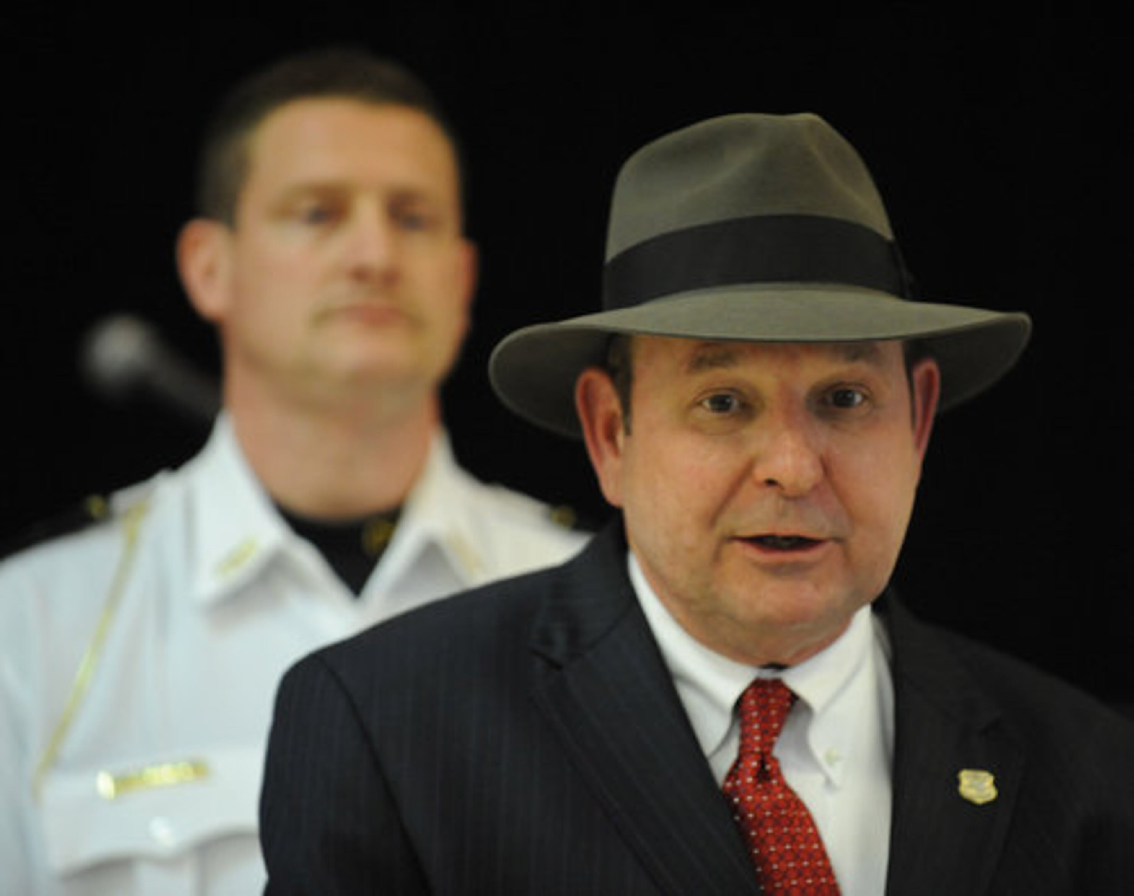 Vernon Keenan, Director of the Georgia Bureau of Investigation talks about the arrest of Robert Milam Cook in connection with the shooting death of Chattahoochee Hills Police Lt. Mike Vogt, 56, at the Chattahoochee Hills Police Station on Wednesday, February 18, 2010.