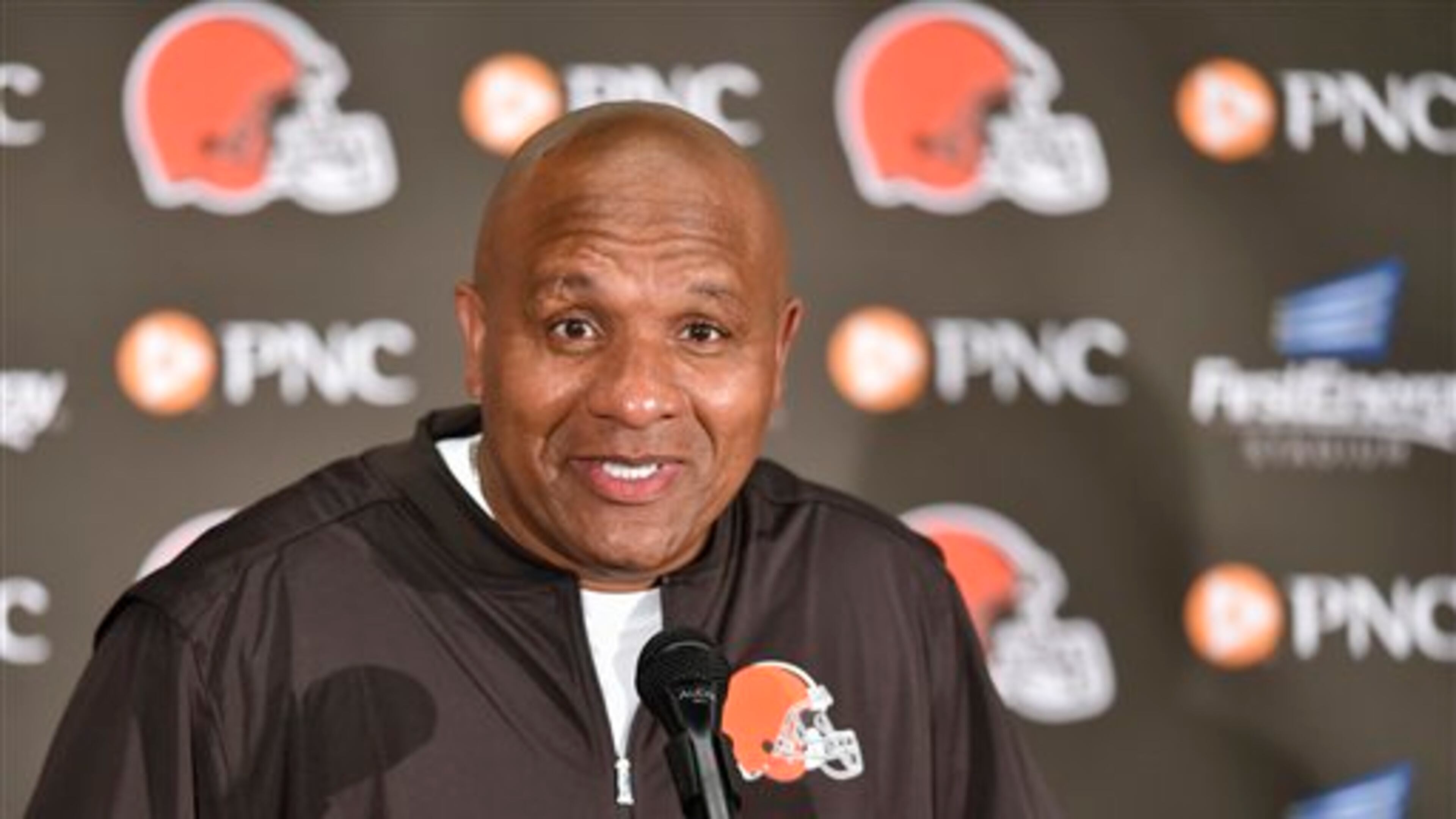 Cleveland Browns head coach Hue Jackson speaks to the media during a news conference after an NFL preseason football game against the Atlanta Falcons, Thursday, Aug. 18, 2016, in Cleveland. The Falcons won 24-13. (AP Photo/David Richard)
