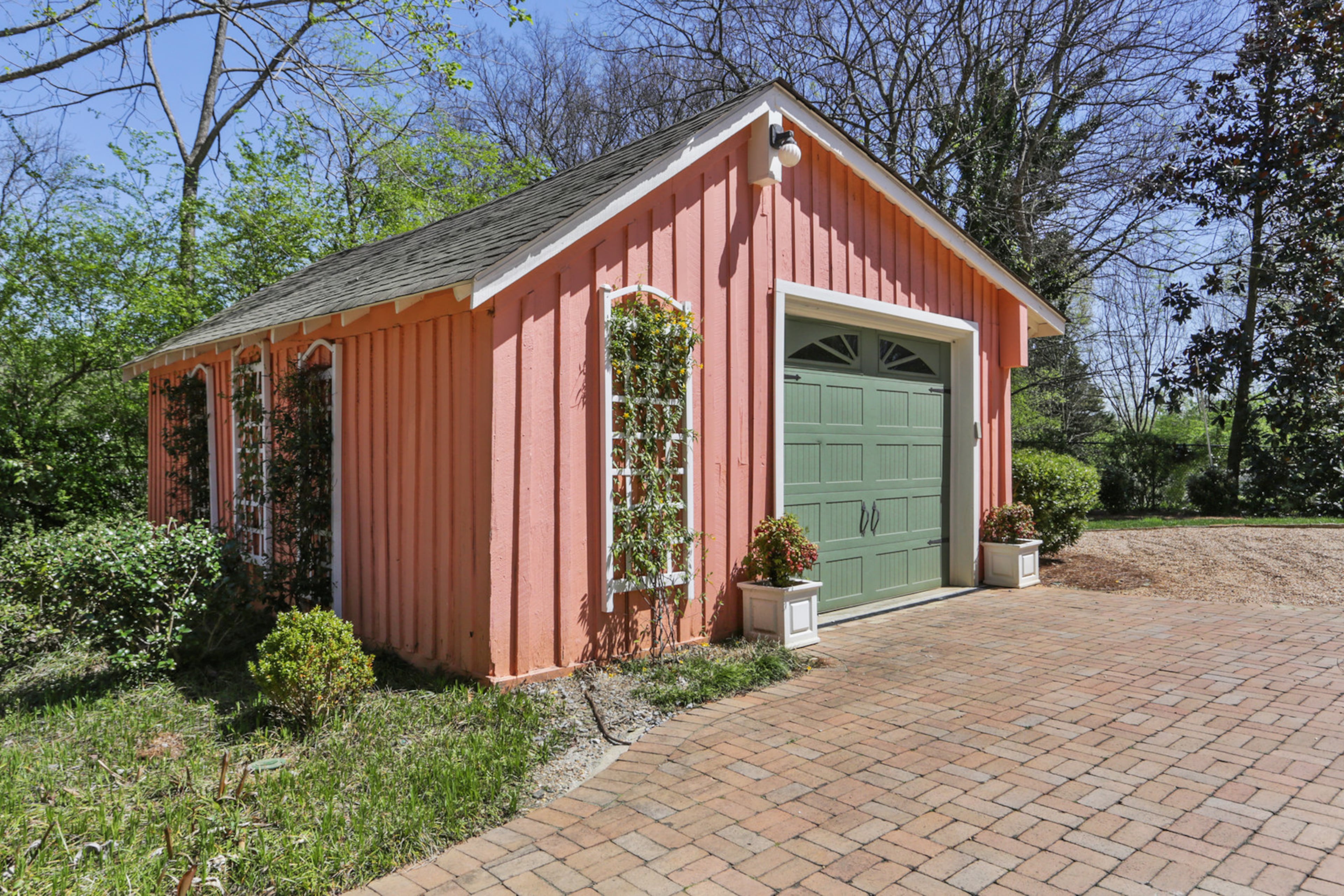 The one-car garage is oversized for plenty of storage. It would also be interesting to use as a he or she shed. It is the accent that completes this amazing property in the Covered Bridge District of Smyrna. Text by Jill Huitron