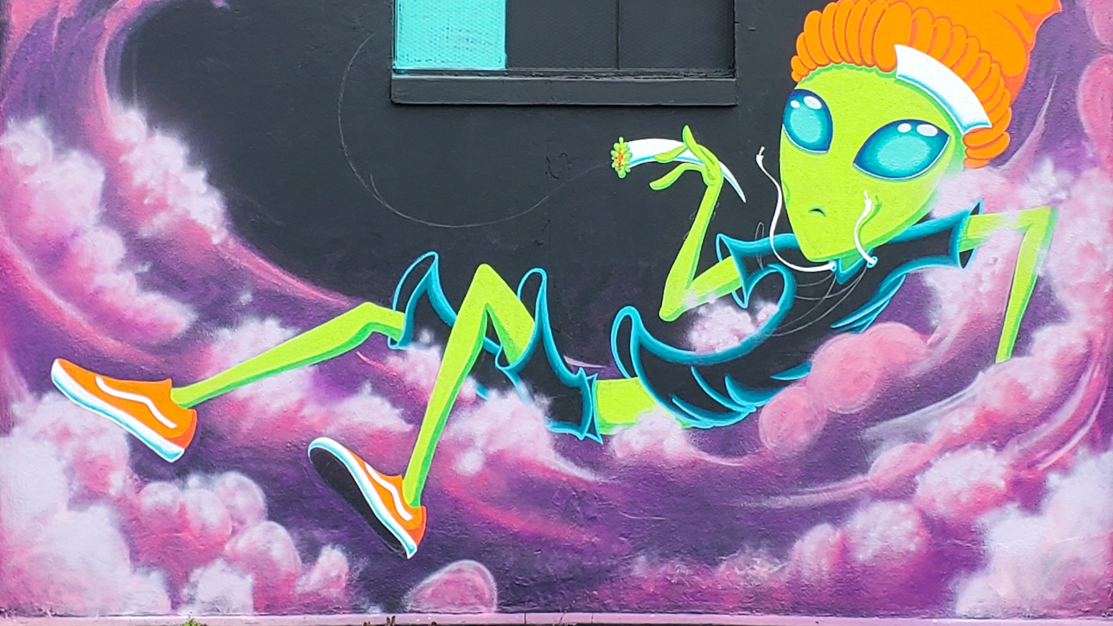 Melody Thomas created her first mural (above) as part of the 44 Murals Project in the Bankhead neighborhood. (Photos by streetartmap.org)