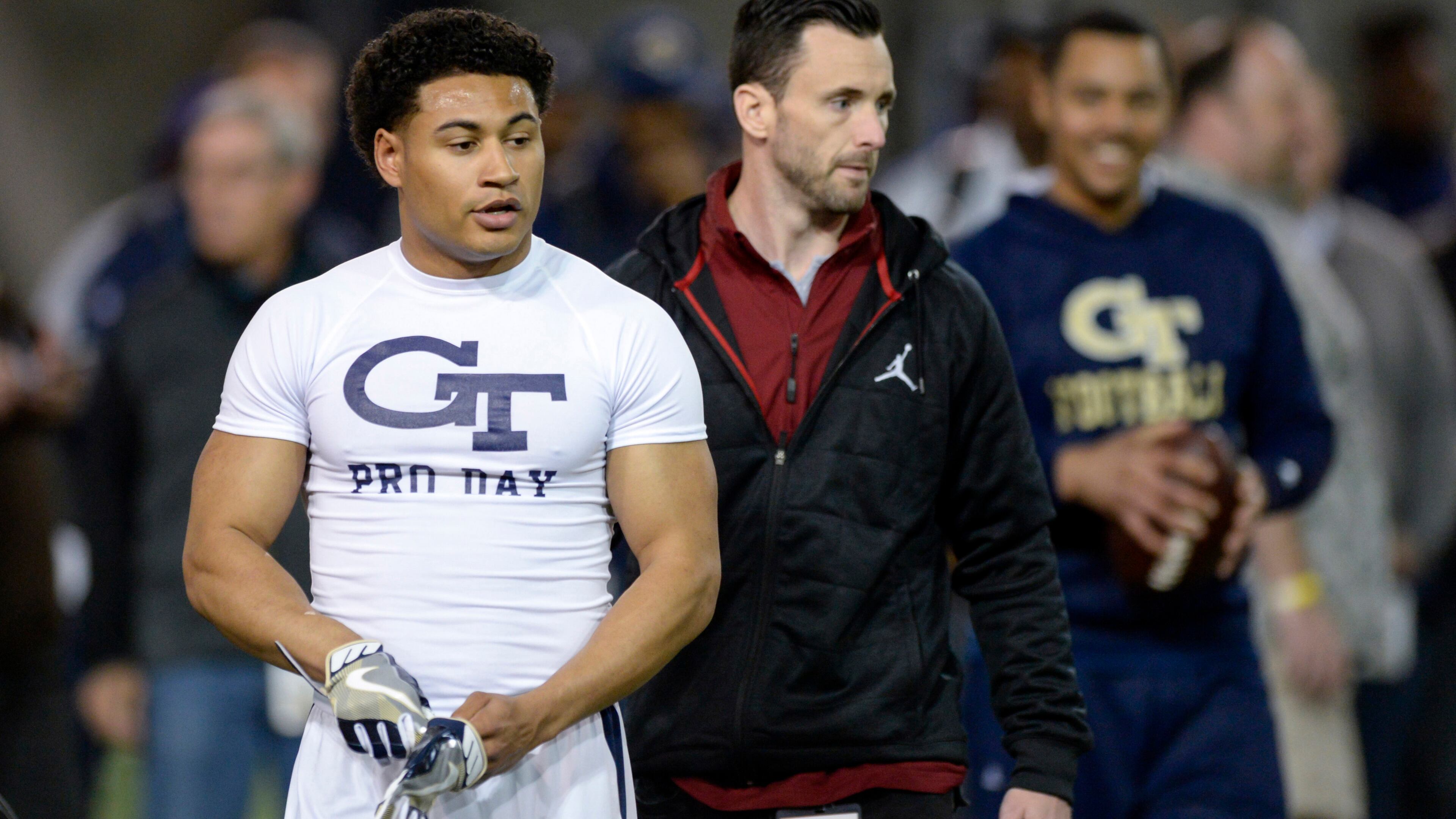March 17, 2017, Atlanta - Former Georgia Tech quarterback Justin Thomas (5) prepares to complete a drill during Pro Day at the Georgia Tech Mary R. & John F. Brock practice facility in Atlanta, Georgia, on Friday, March 17, 2017. (DAVID BARNES / SPECIAL)