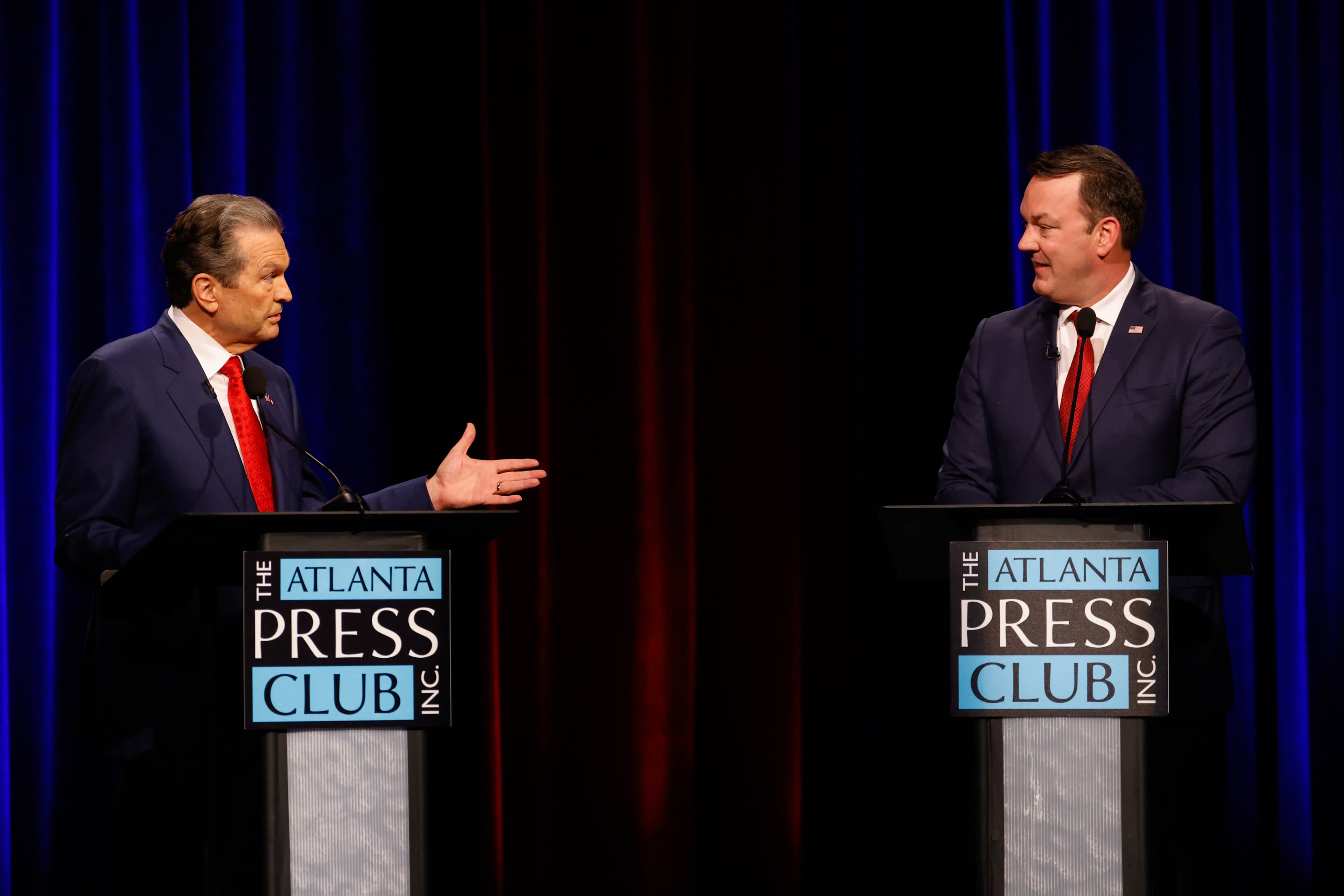 Republican candidates for governor, Rick Jackson (left) and Lt. Gov. Burt Jones. (Arvin Temkar/AJC)