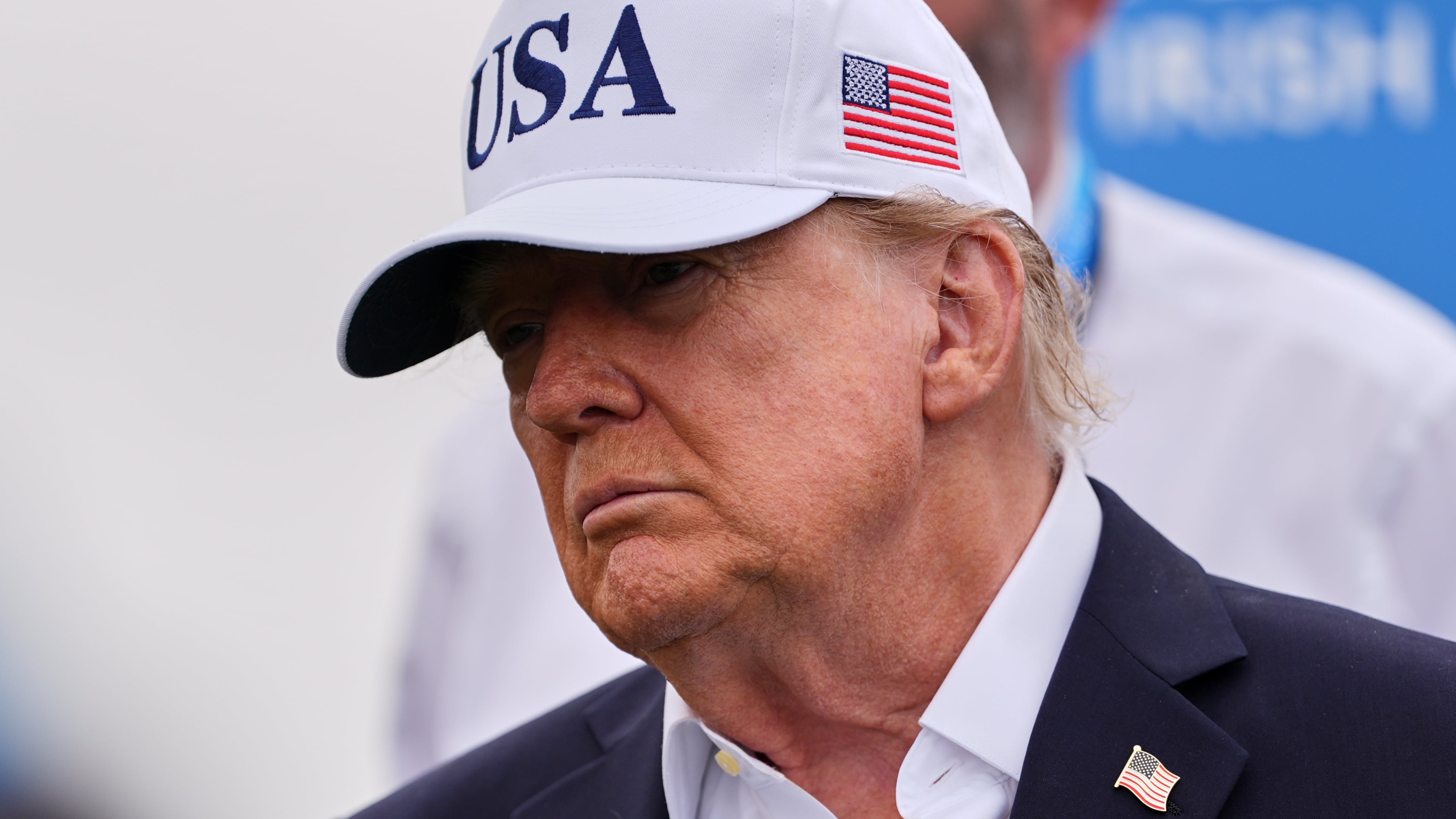 U.S. President Donald Trump attends the Irish Open golf tournament at Trump International Golf Links in Doonbeg, Ireland, Sunday, Sept. 13, 2026. (AP Photo/Julia Demaree Nikhinson)