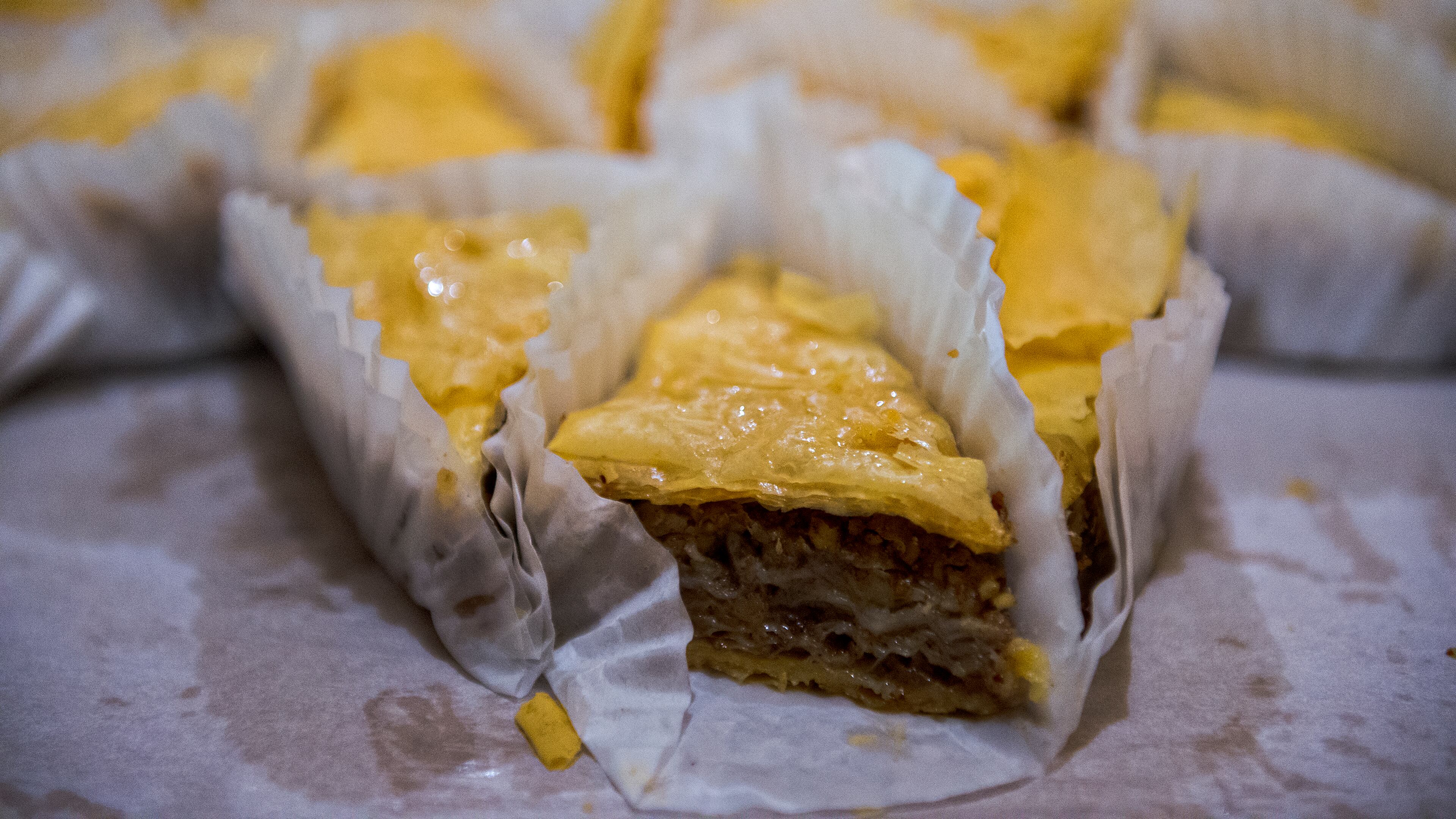 Baklava sits ready to be devoured during the Atlanta Greek Festival at the Greek Orthodox Cathedral of Annunciation on Saturday, September 26, 2015. The weekend long festival features everything Greek from food, shopping, performances, live music and tours of the church. JONATHAN PHILLIPS / SPECIAL