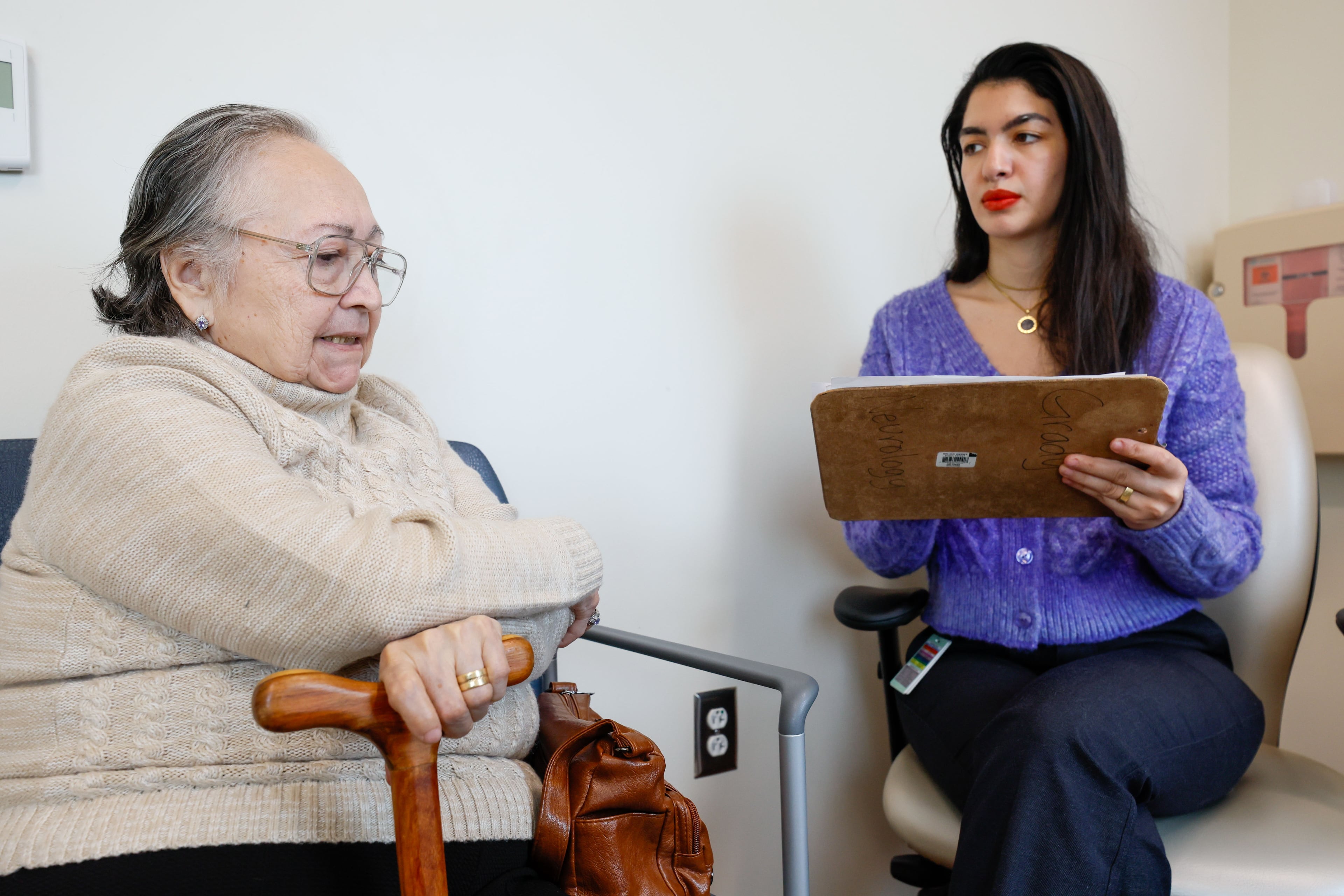 Patient at Georgia Memory Net Clinic at Grady Beatriz Patiño (left) gets assistance from Dania Nasar, a Neuropsych Tester, as they work on a Full Cognitive Assessment on Monday, Nov. 20, 2023.
Miguel Martinez /miguel.martinezjimenez@ajc.com