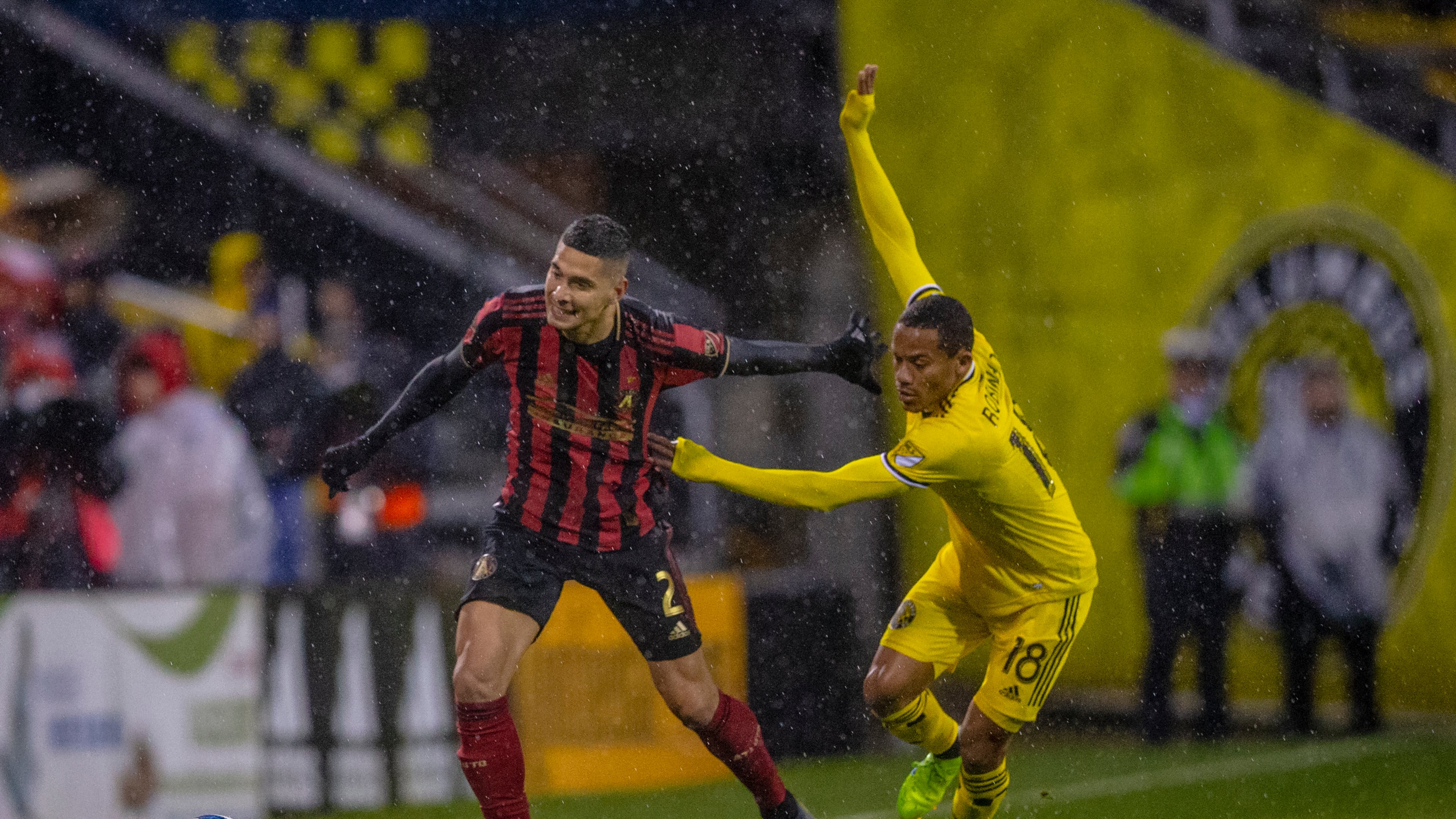 Atlanta United’s Franco Escobar (left) during Saturday’s game at Columbus.