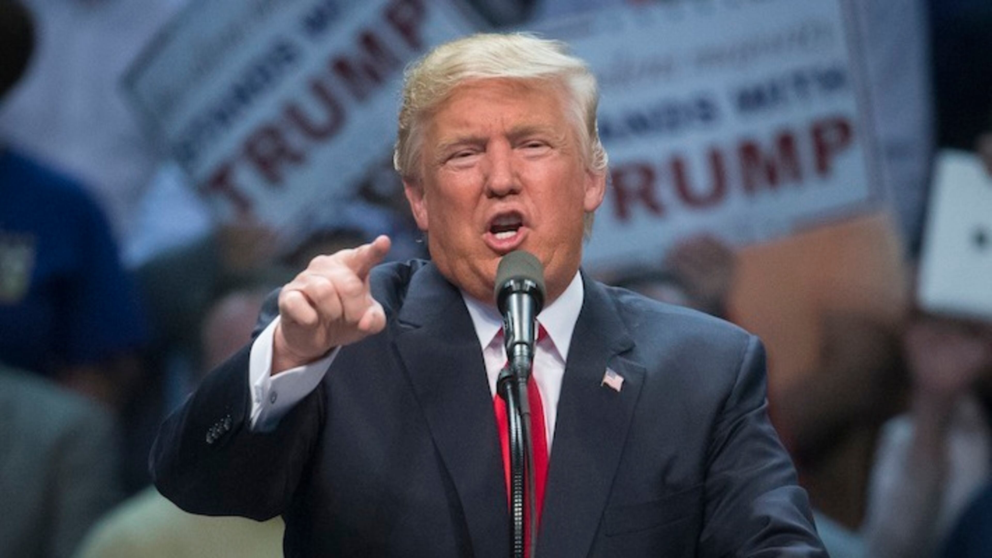 In this April 18, 2016 file photo, Republican presidential candidate Donald Trump speaks during a campaign stop in Buffalo, N.Y. Day after day, the candidates for president wake up, brush their teeth and pump themselves up to say the same thing they did yesterday. Most of what they say won't make the evening news, or get tweeted or repeated. But that spiel they repeat, with variations, to audience after audience in state after state, is a campaign essential.Lo, the lowly stump speech. (AP Photo/John Minchillo, File)