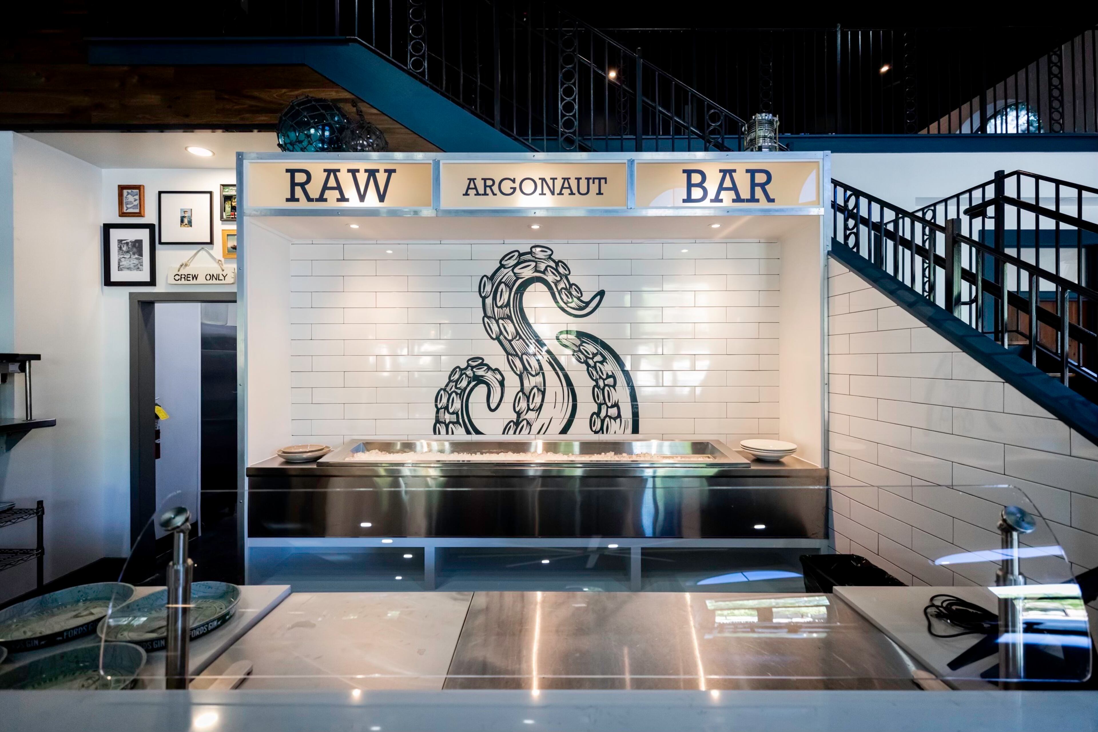 The interior of the Argonaut Fish Bar features nautical-themed elements. / Courtesy of Argonaut Fish Bar