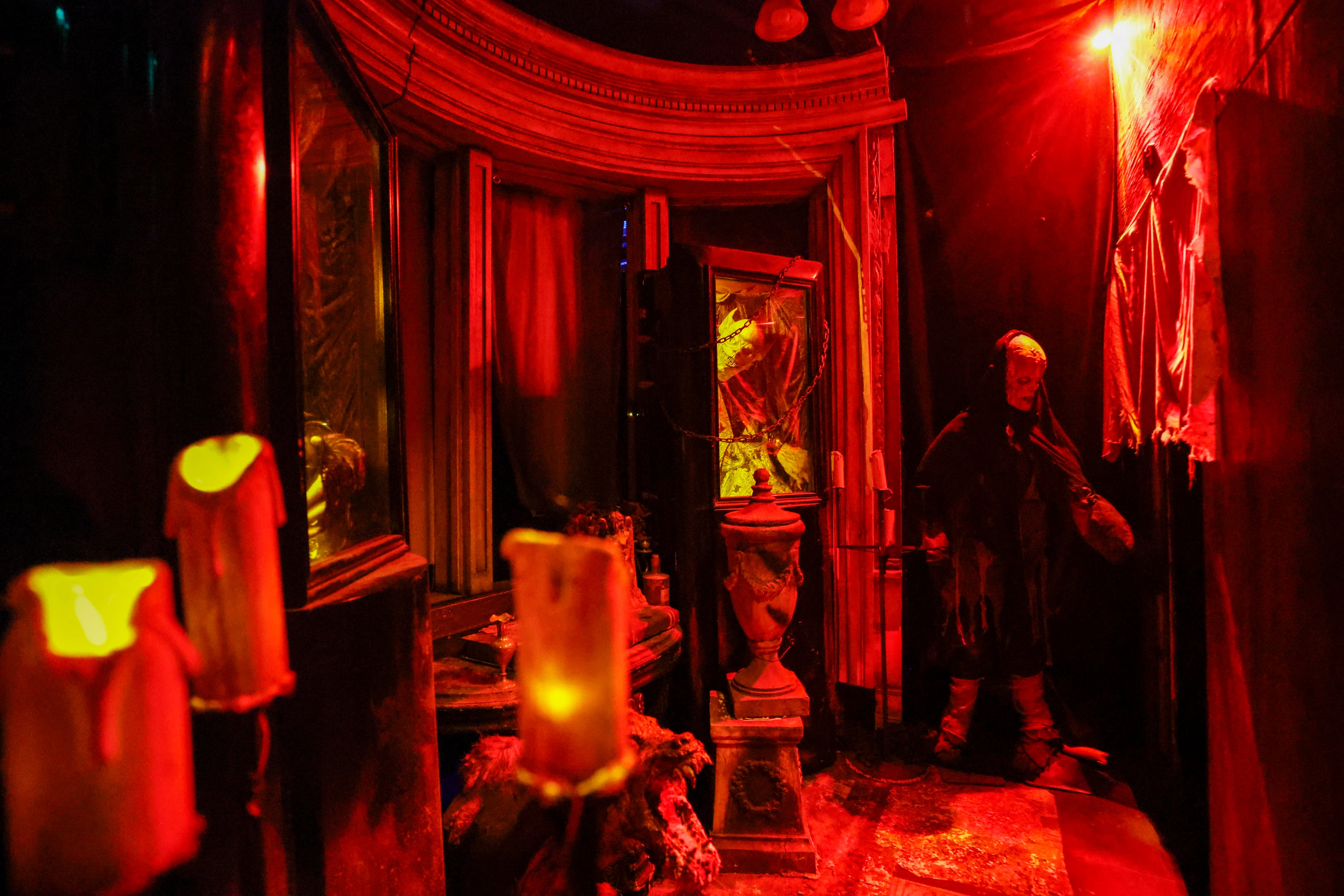Inside the Netherworld’s impressive 70,000-square-foot warehouse, visitors can explore hundreds of animatronics, special effects and props, along with 100 to 125 live scare actors across multiple attractions. The popular haunted house is set to kick off its 30th season on Thursday, Sept. 10, 2026. (Miguel Martinez/AJC)
