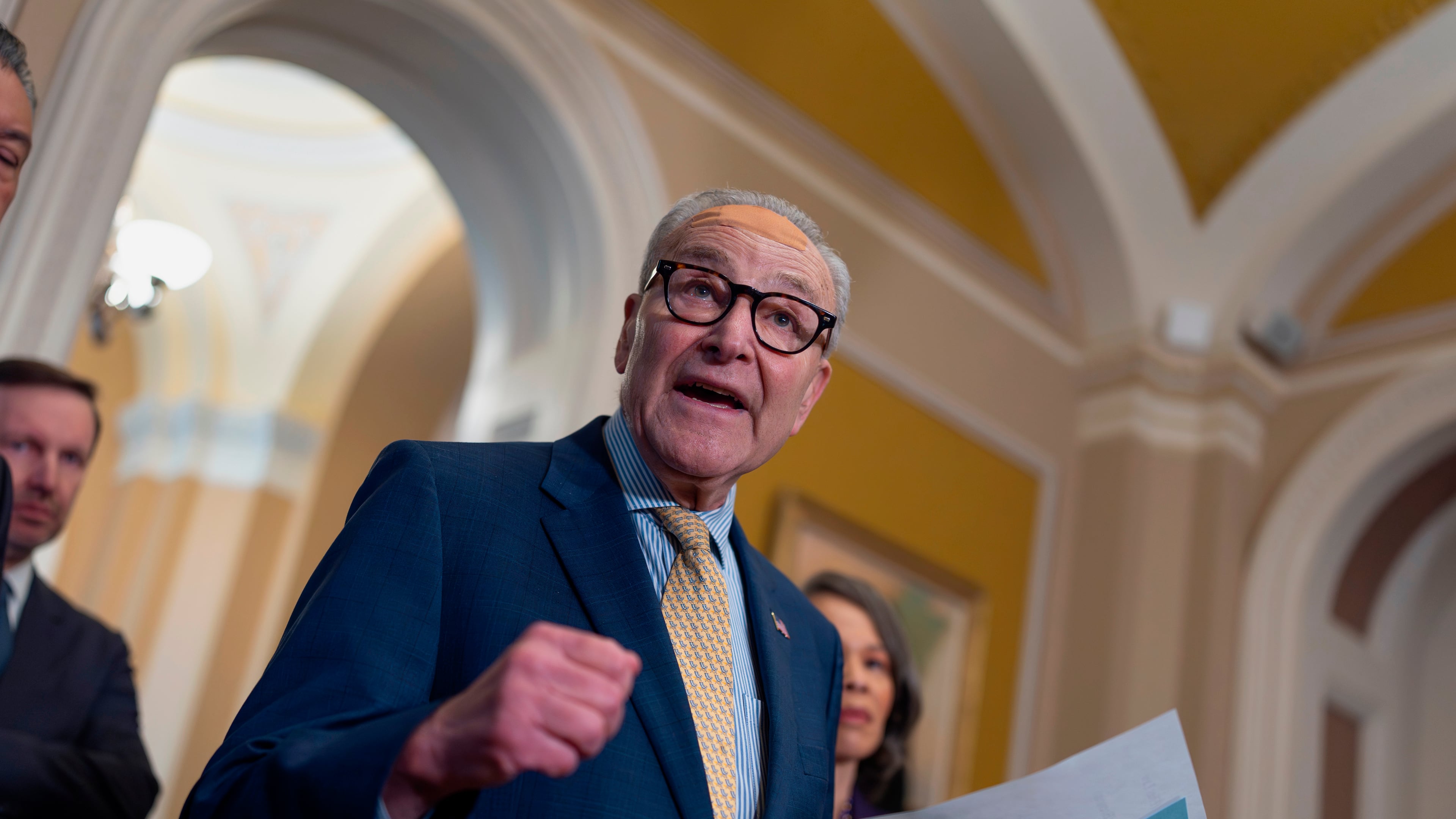 Senate Minority Leader Chuck Schumer, D-N.Y., speaks on fair elections and the Supreme Court's ruling to strike down a majority Black congressional district in Louisiana, at the Capitol in Washington, Wednesday, April 29, 2026. (AP Photo/J. Scott Applewhite)
