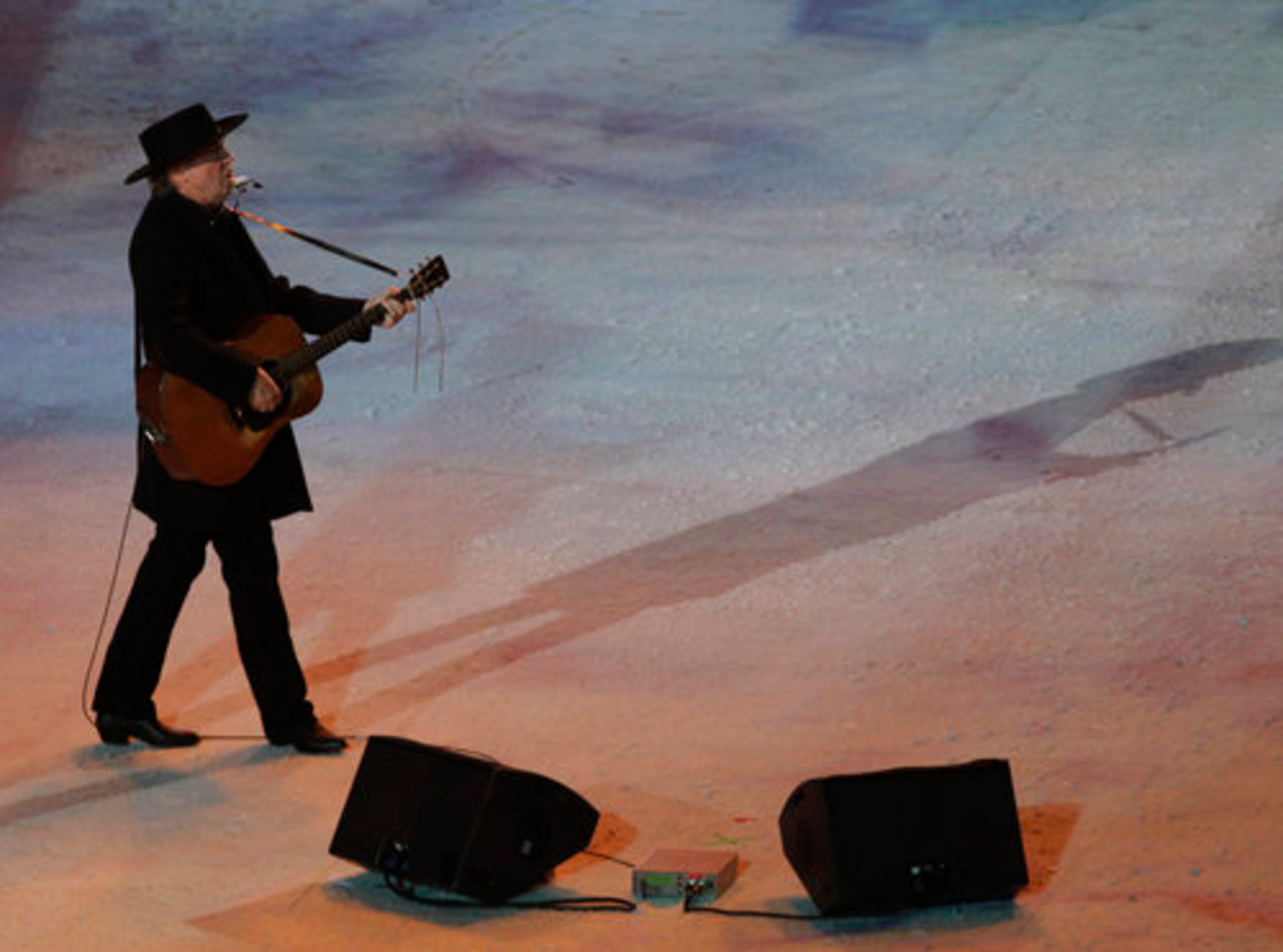 Neil Young performs during the Closing Ceremony.