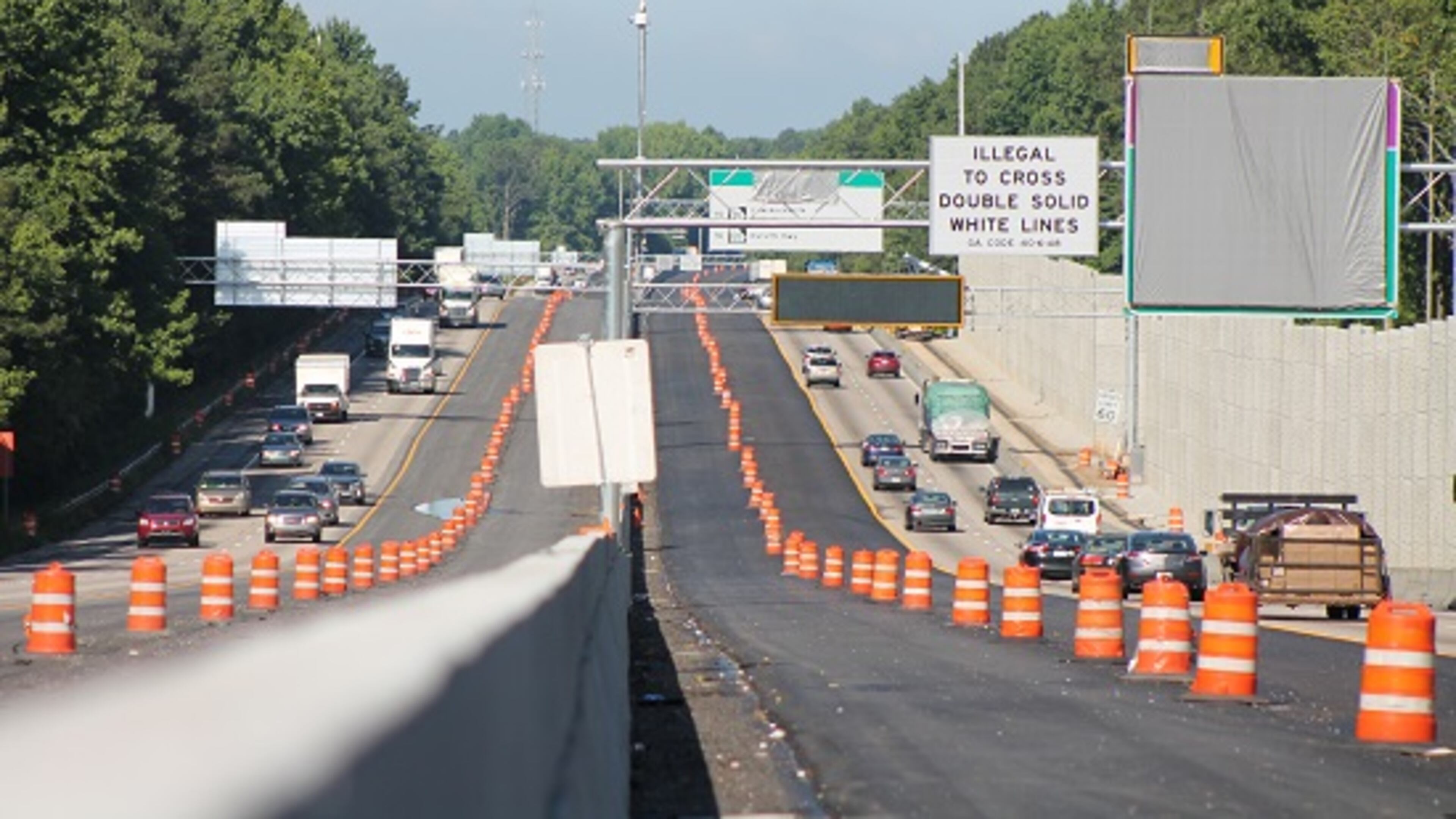 A third lane has opened in each direction of travel on I-85 between I-985 and Hamilton Mill Road. (Photo courtesy of Georgia Department of Transportation)