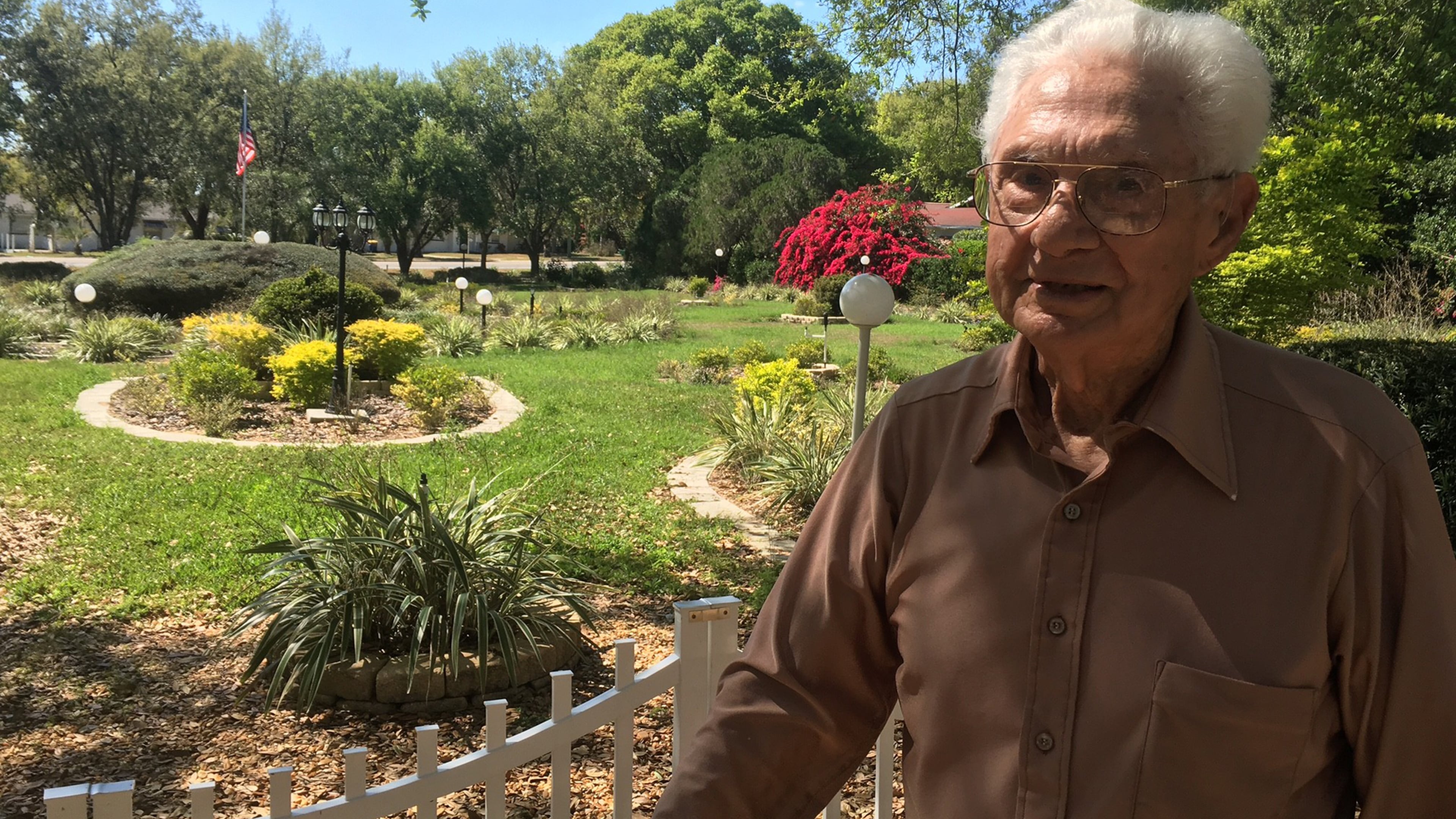 Howey-in-the-Hills, Fla., resident Woody Blevins, who turned 101 on March 30, has worked for the past three decades to create his own personal park on about an acre of land bordering his home. He recently donated the land to the town when the work got to be too much.